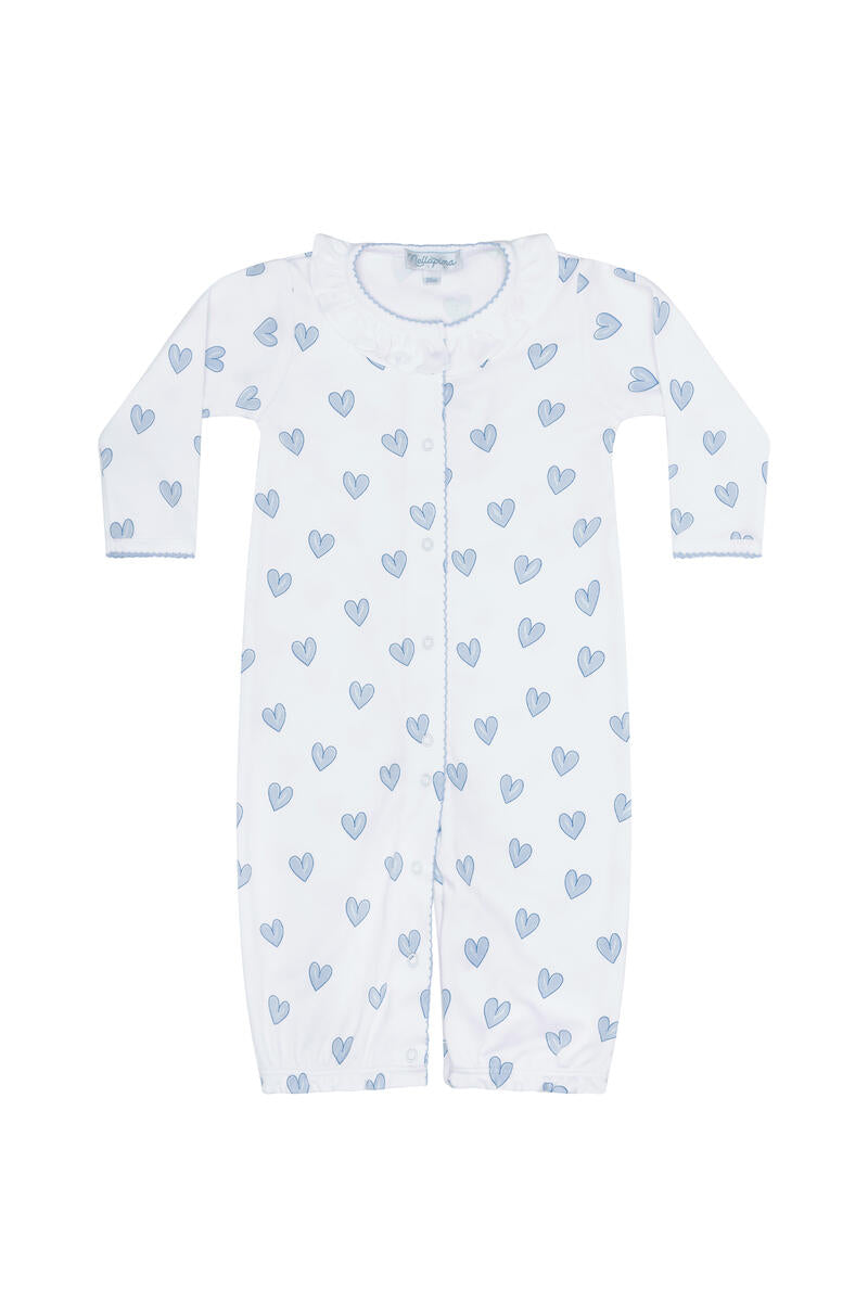 Blue Heart Print Converter Gown