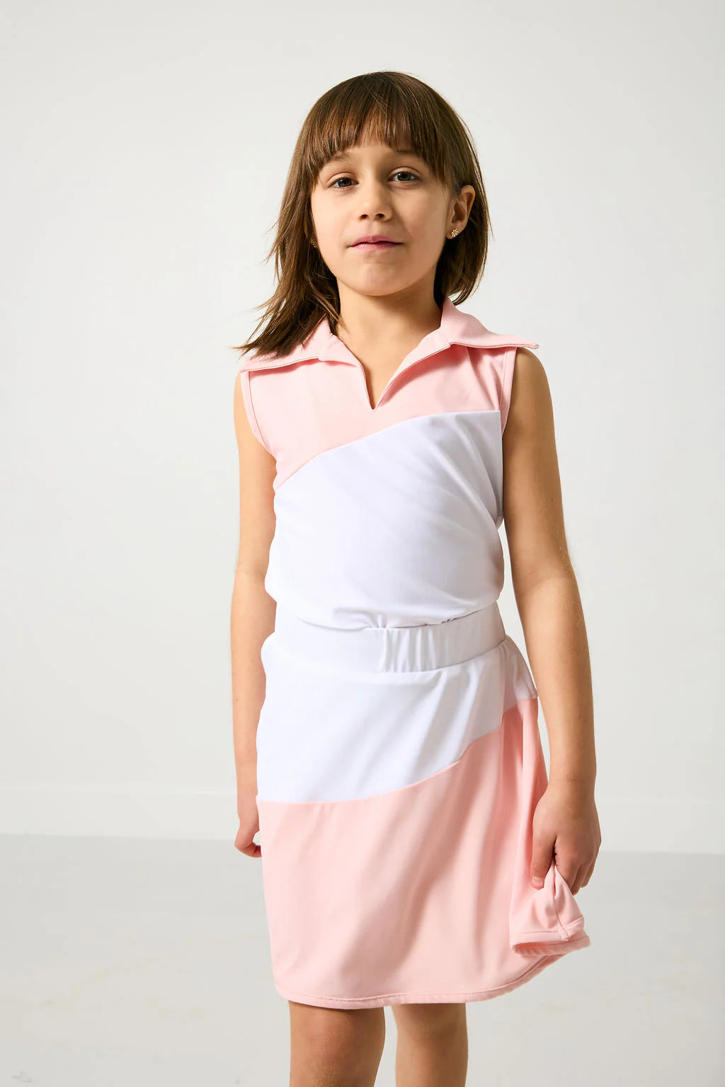 pink/white half court skort