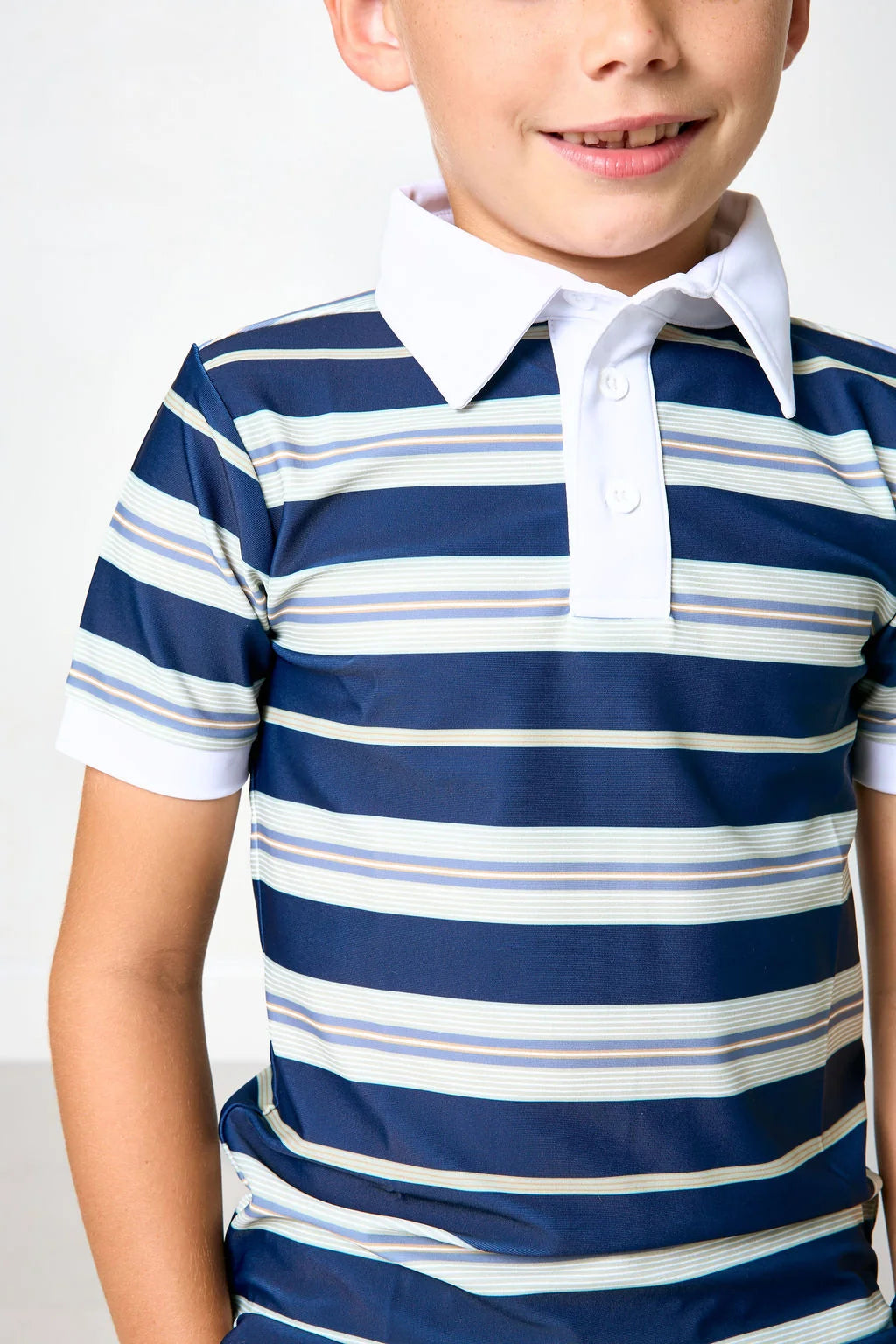 Navy Retro Stripe Polo Shirt