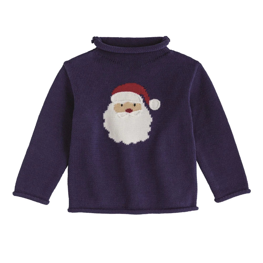 Navy Santa Roll Neck Sweater
