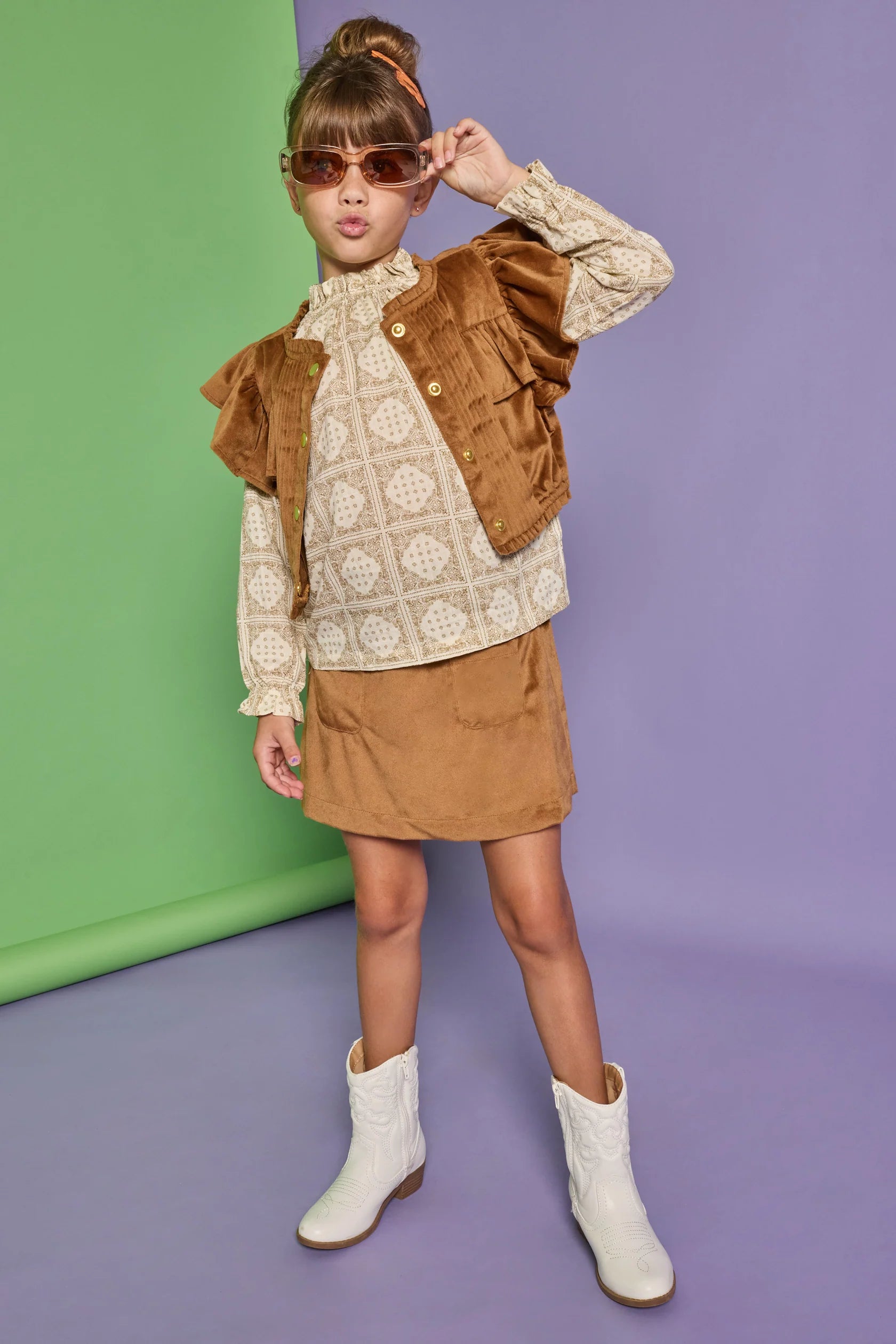 Tory Top- Stone Patchwork