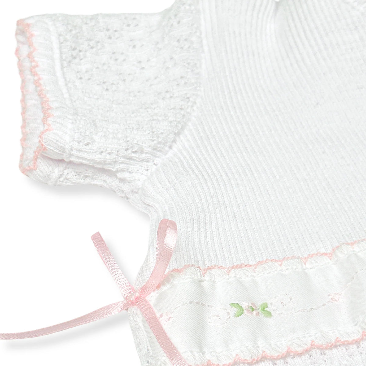 PatyKnit™ Dress- Swiss Trim Satin Bows