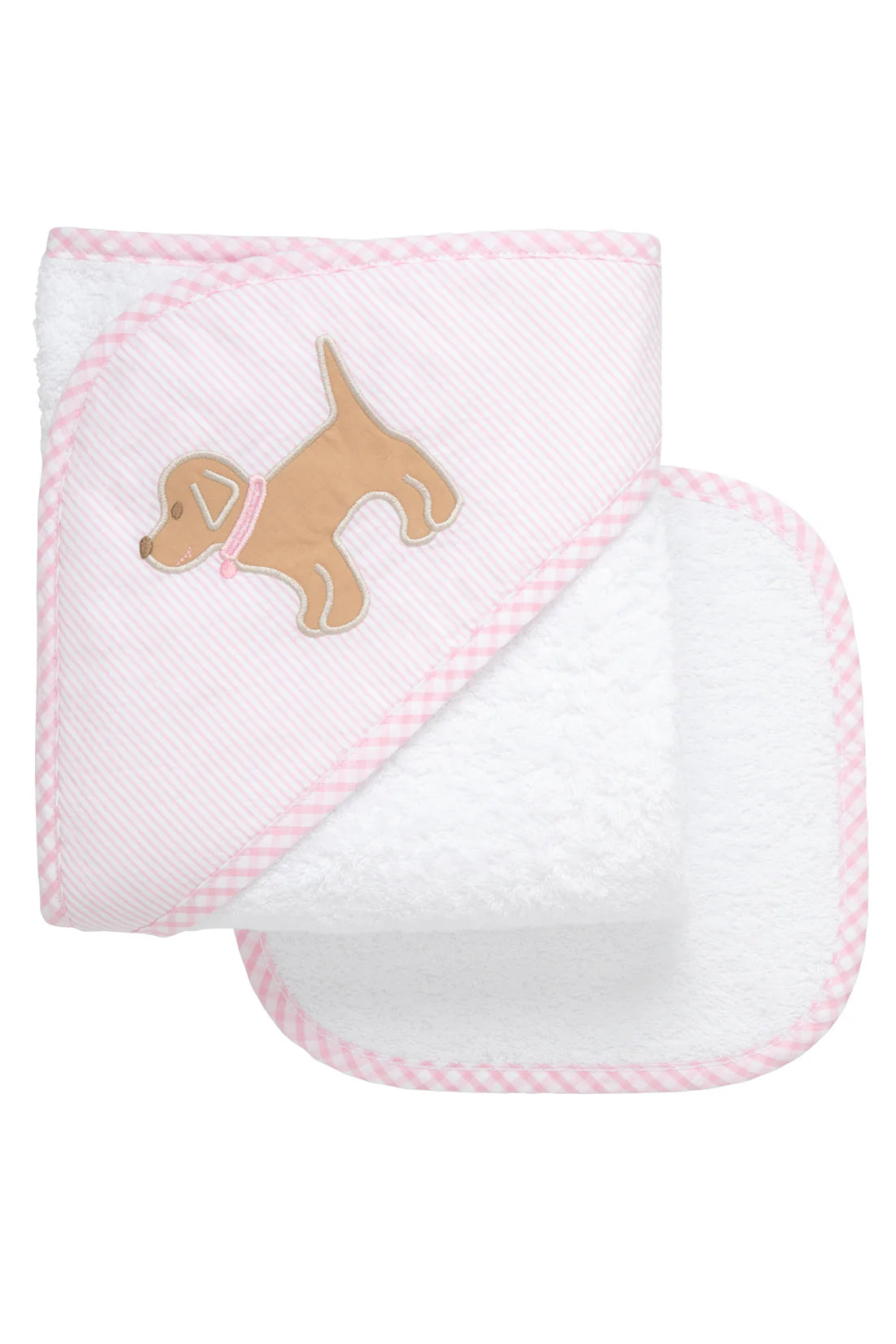 Puppy Baby Hooded Towel & Washcloth Set- Pink