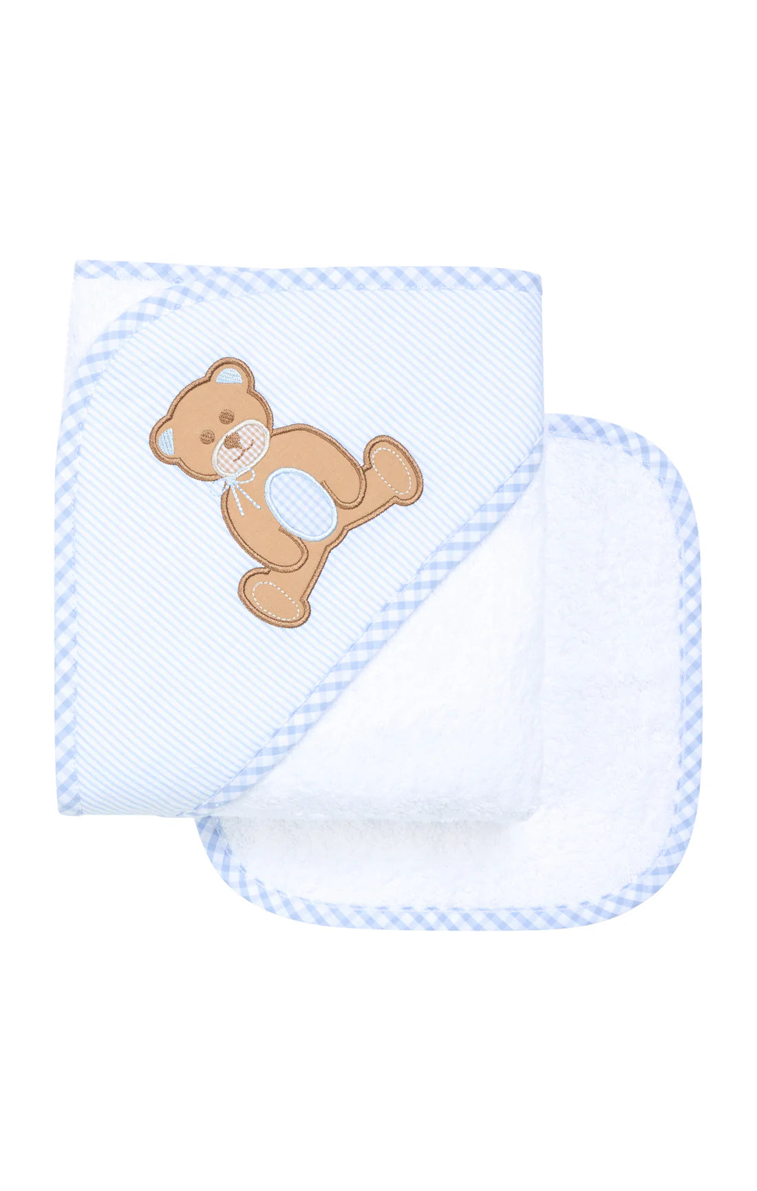 Teddy Bear Baby Hooded Towel & Washcloth Set, Blue