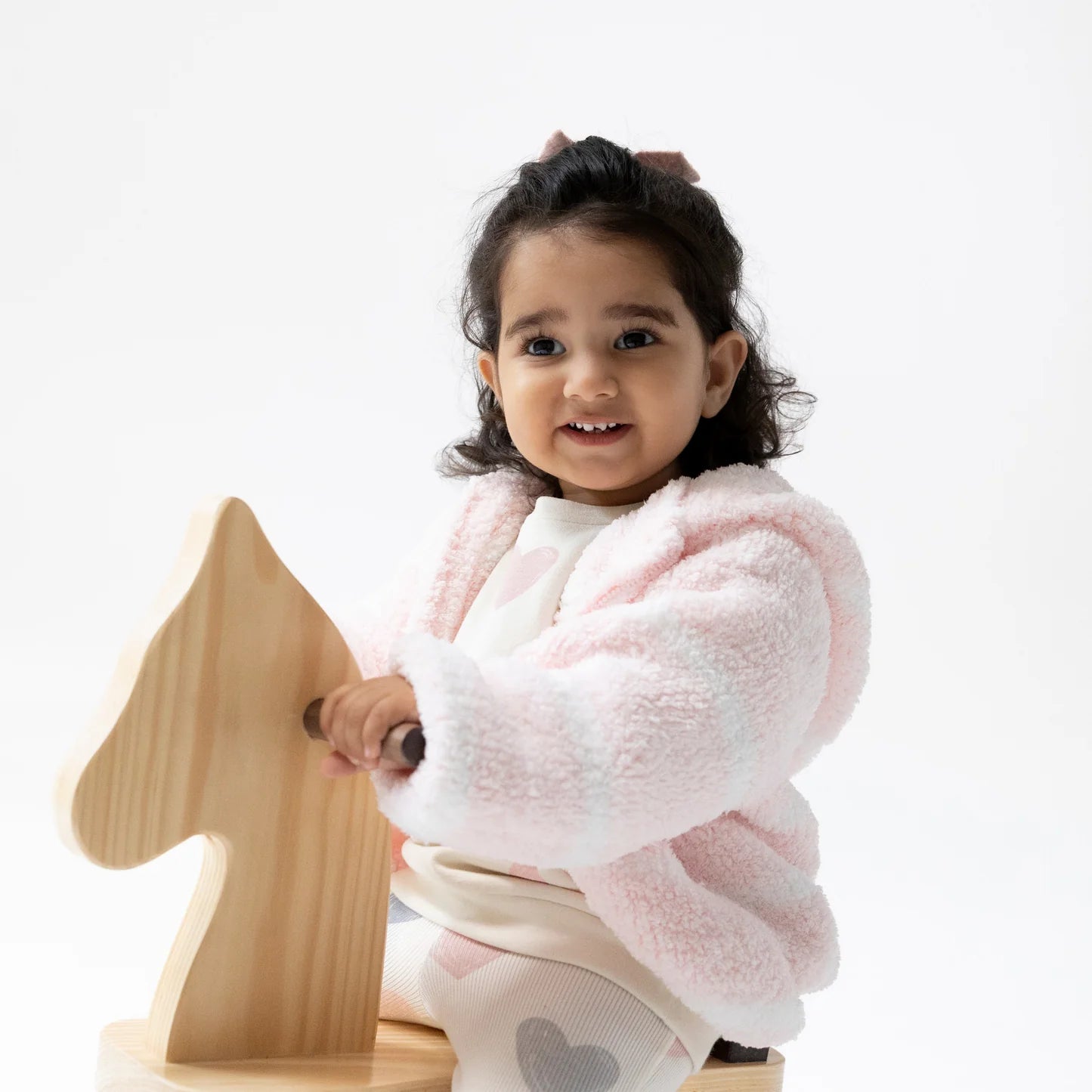 Pretty Pink & Ivory Stripe Hooded Chenille Jacket