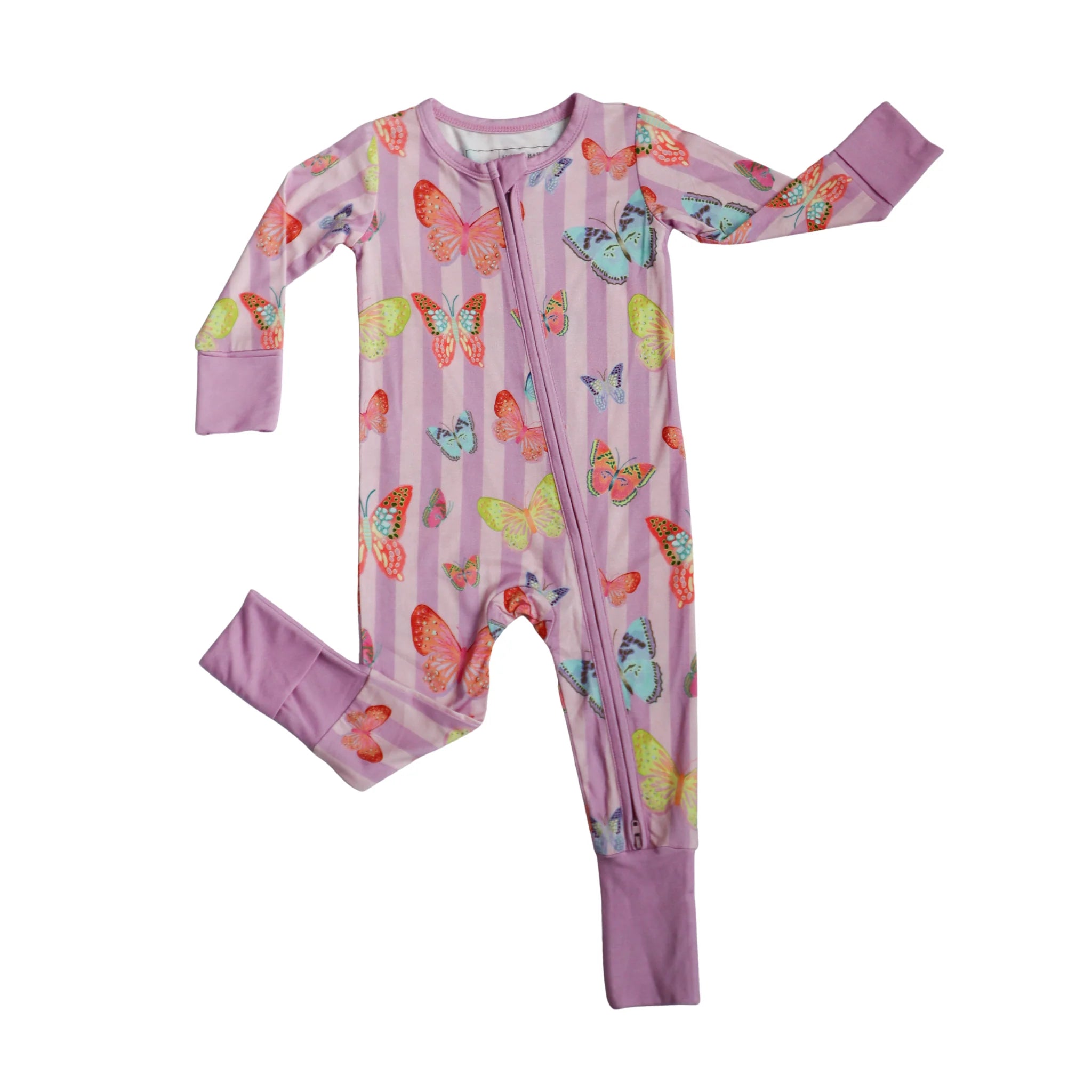 Purple Butterfly Zipper Romper