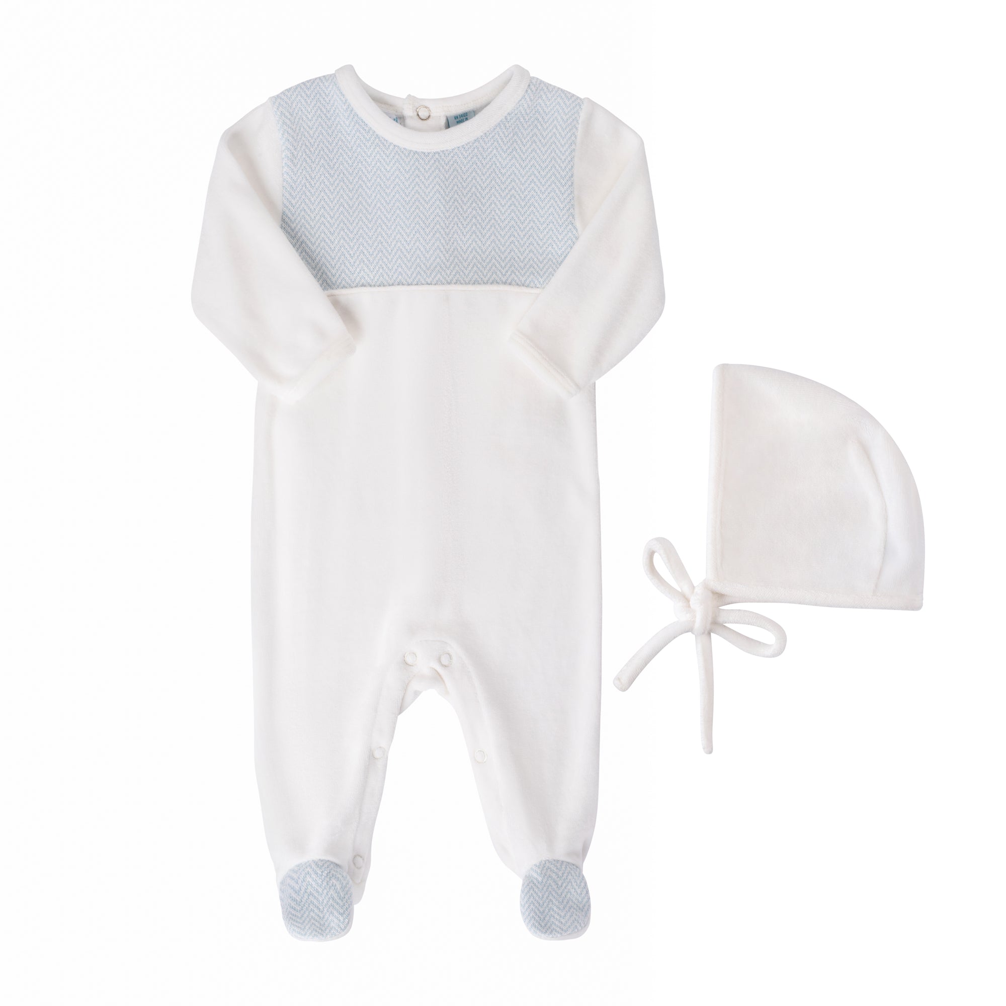 Baby Chevron Velour Romper with Hat