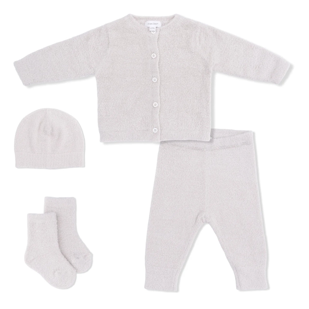 Chenille Button Down Cardigan Set- Natural