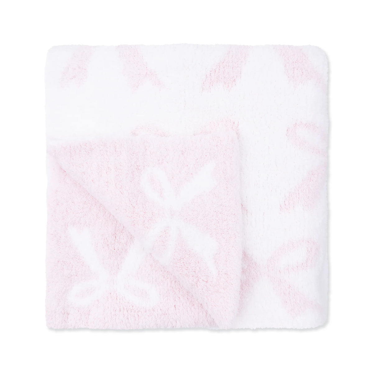 Chenille Blanket Baby Pink Bow