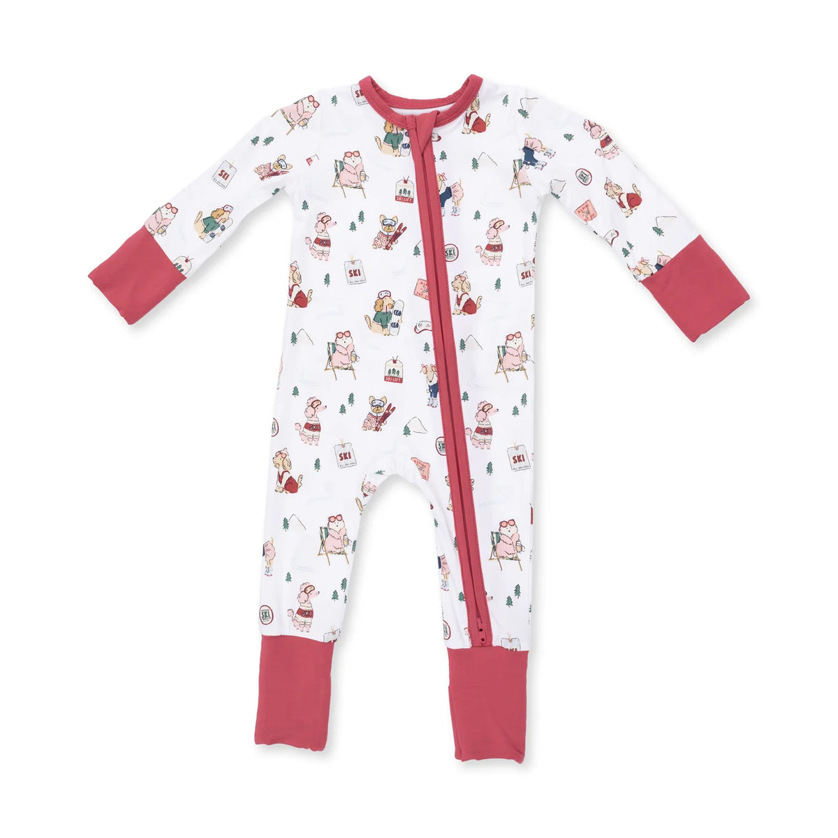 Winter Sports Dogs Pink Conv. Romper