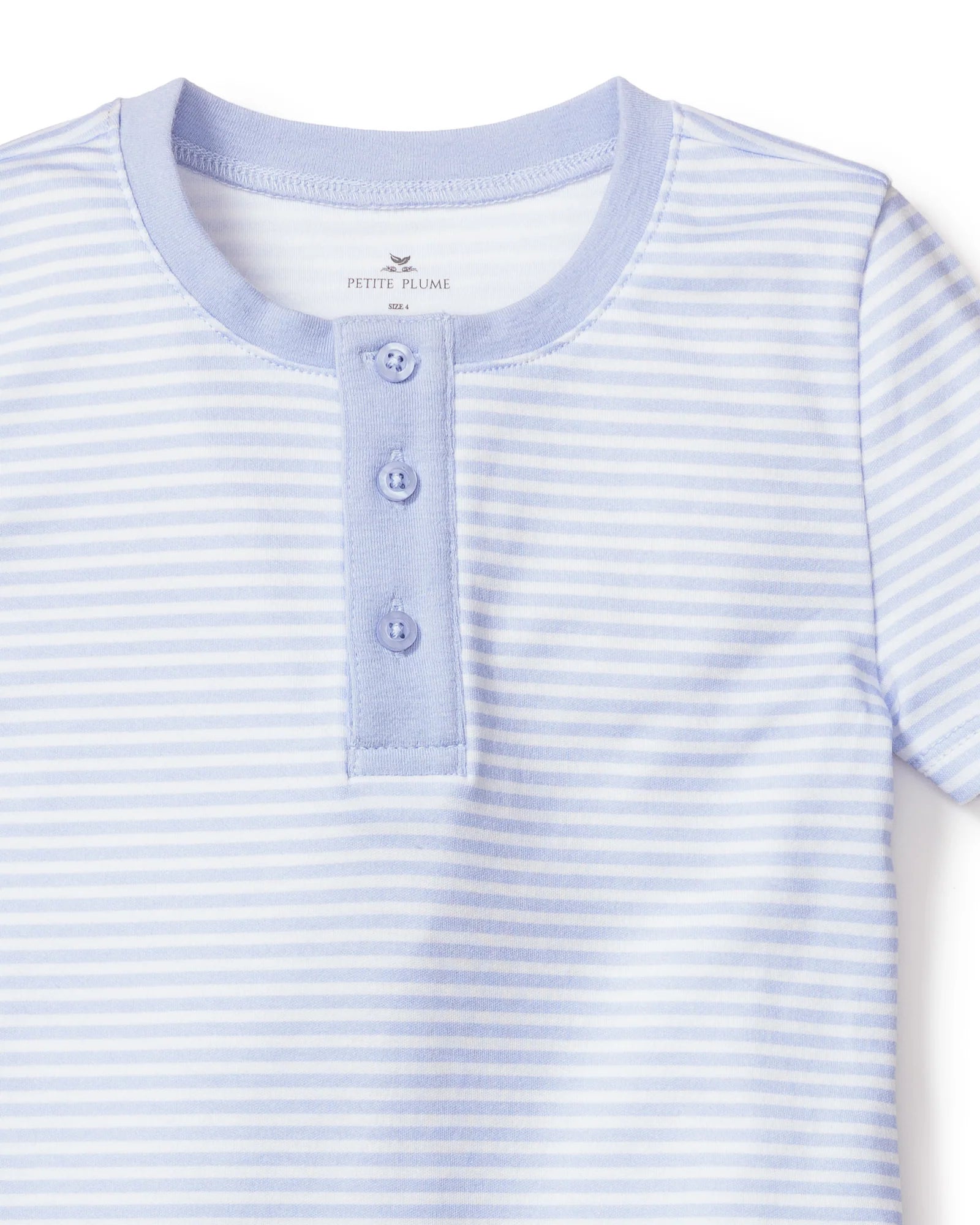 Pima Snug Fit Pajama Short Set in Blue Stripes