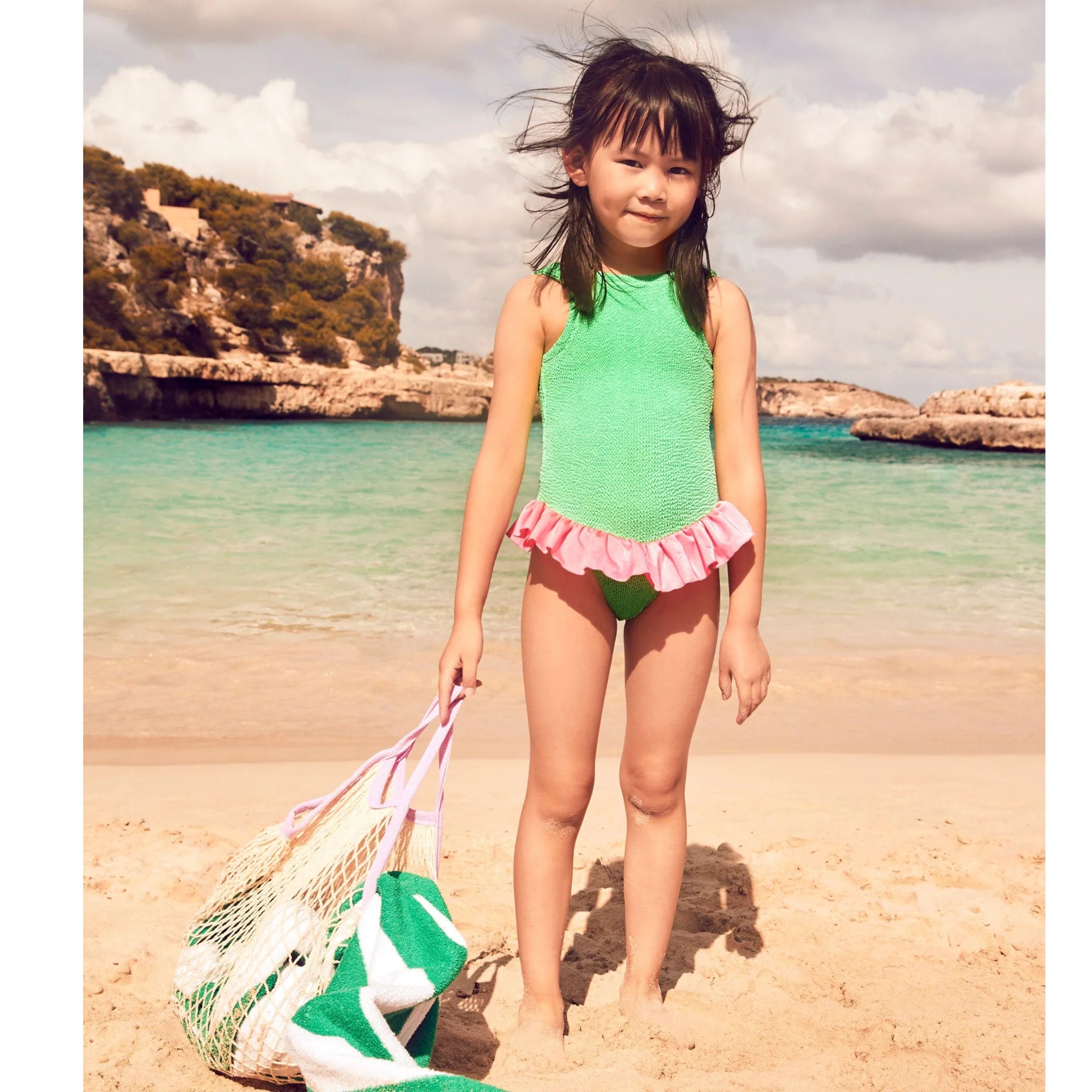 Kids Denise Swim (Ages 3 to 6)- Lime/Bubblegum