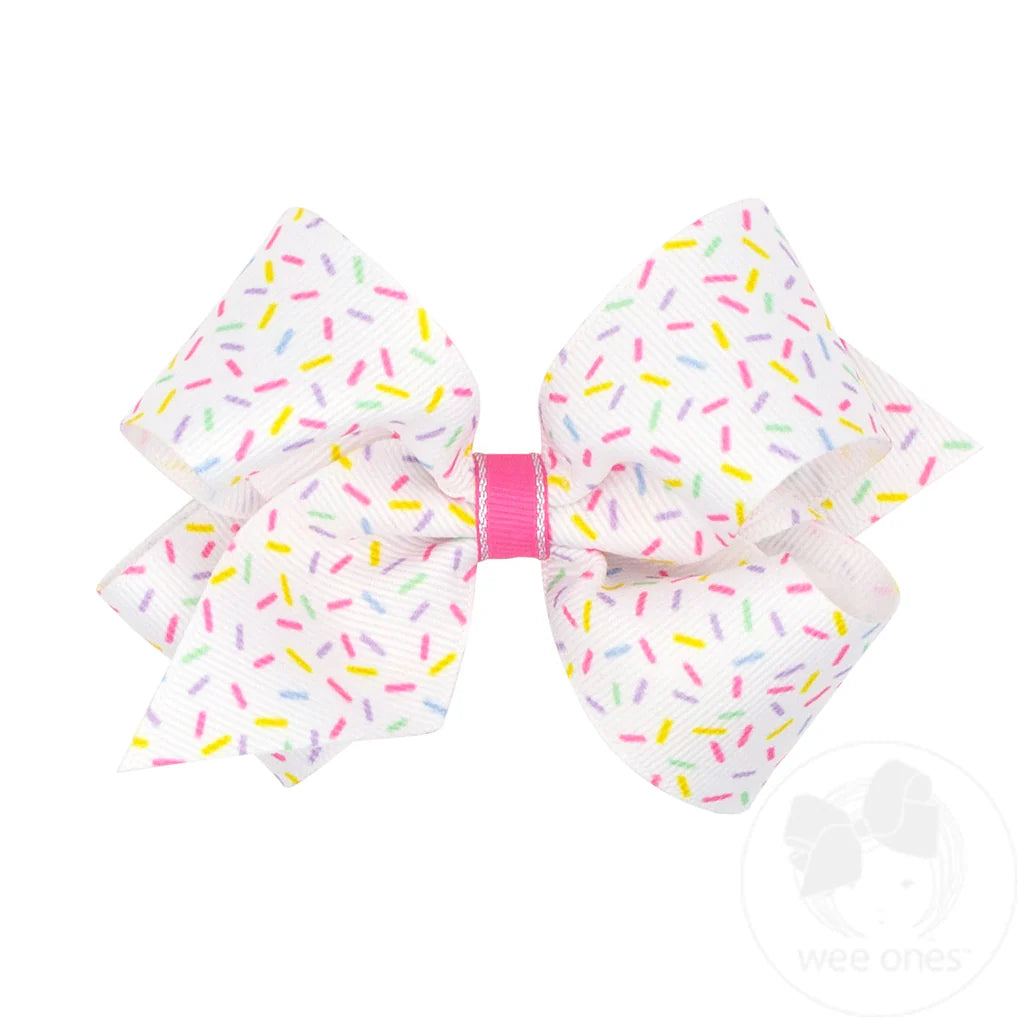 Medium Birthday-themed Printed Grosgrain Hair Bow