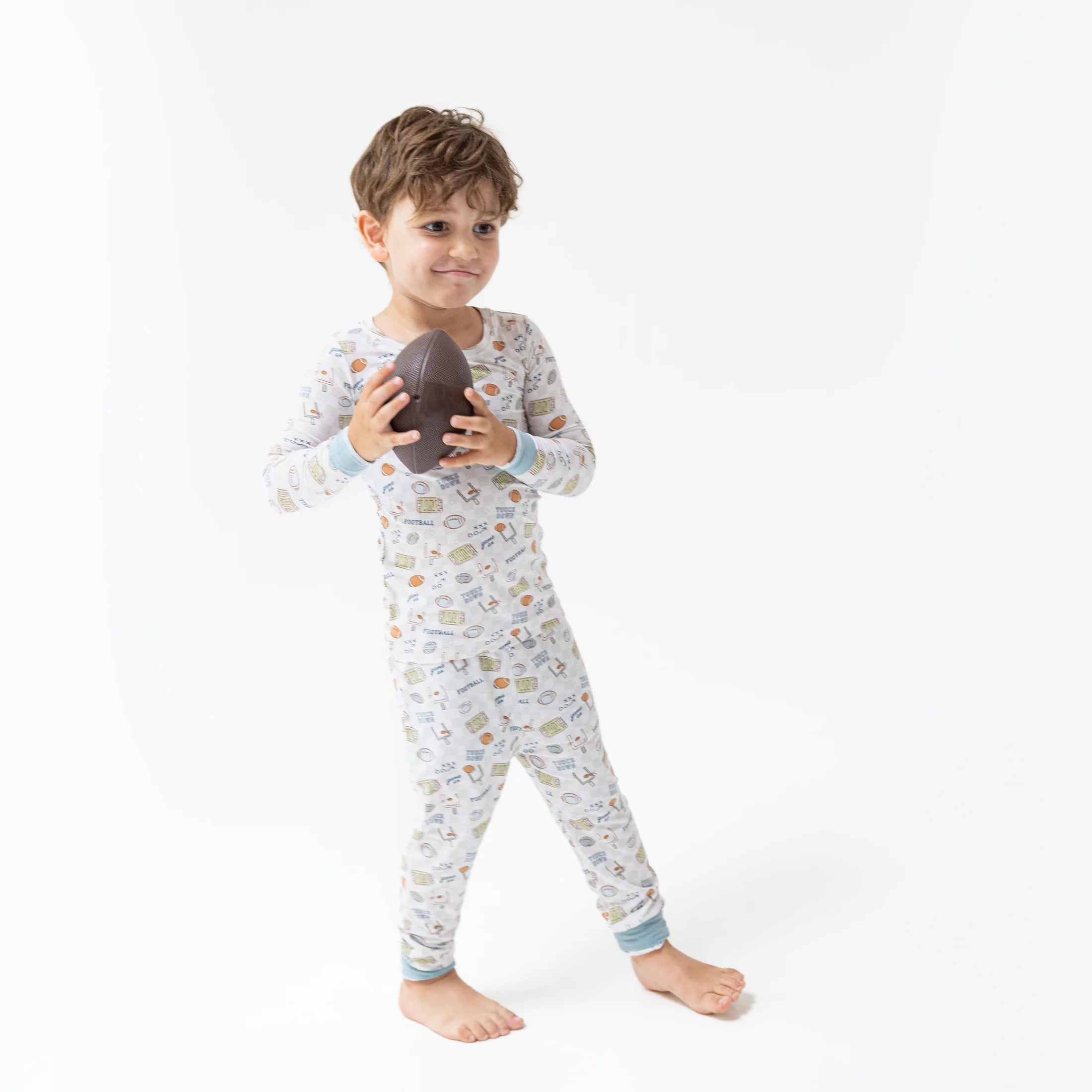 Long Sleeve Loungewear Set- Football Check
