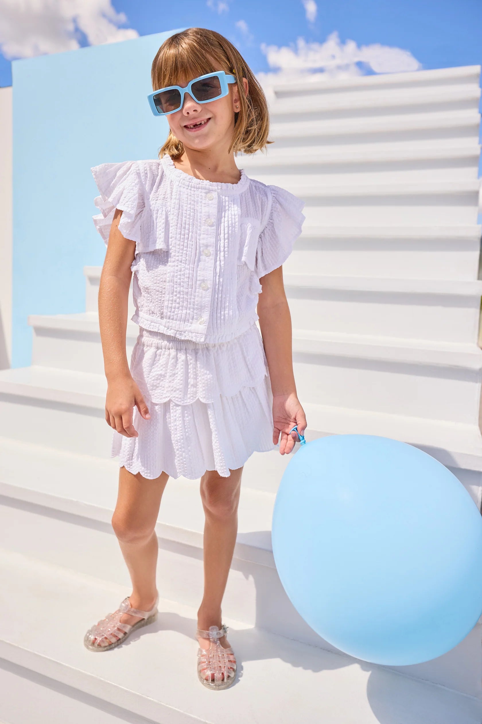 Annie Top - White Seersucker