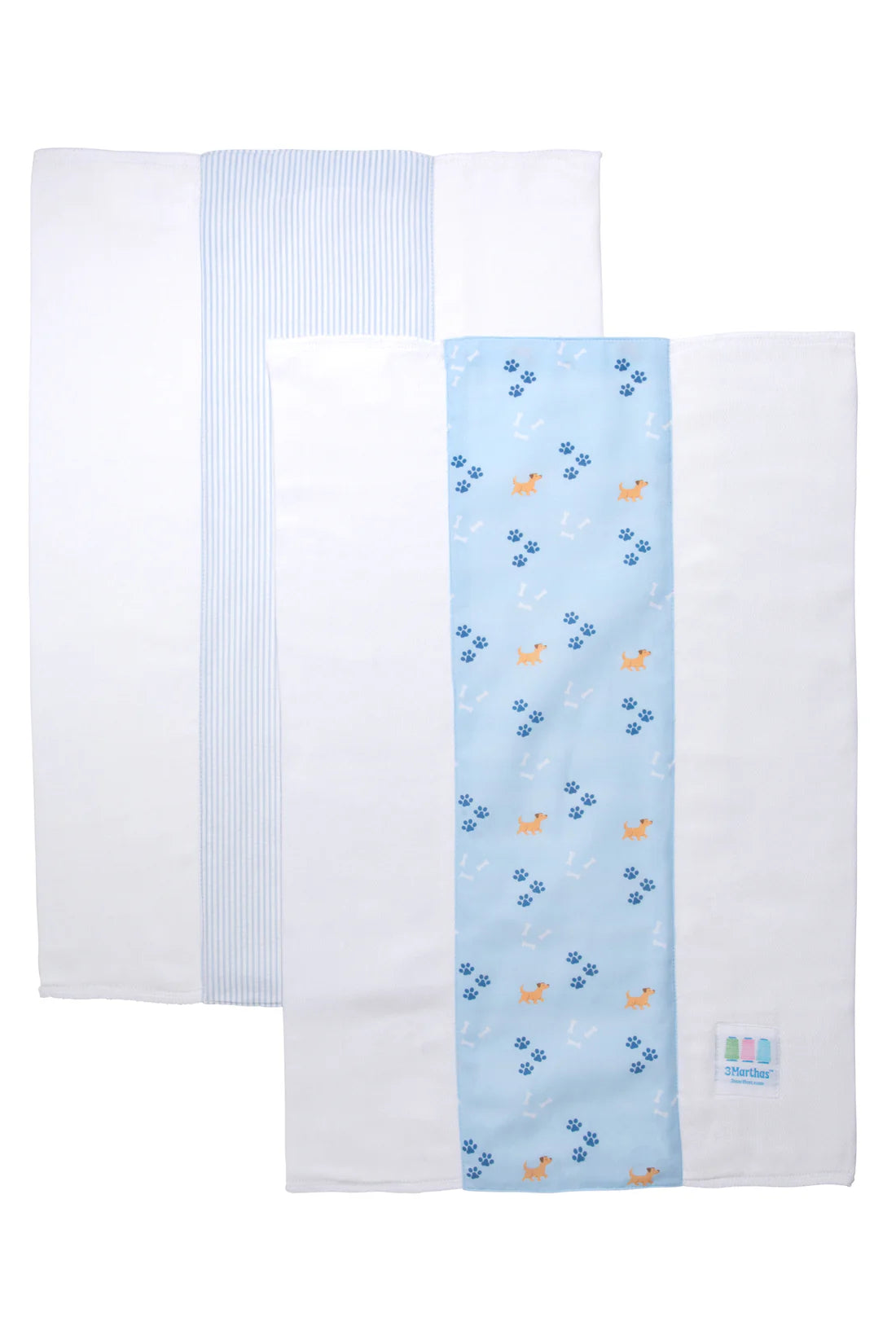 Puppy Set of 2 Burp Cloths- Blue