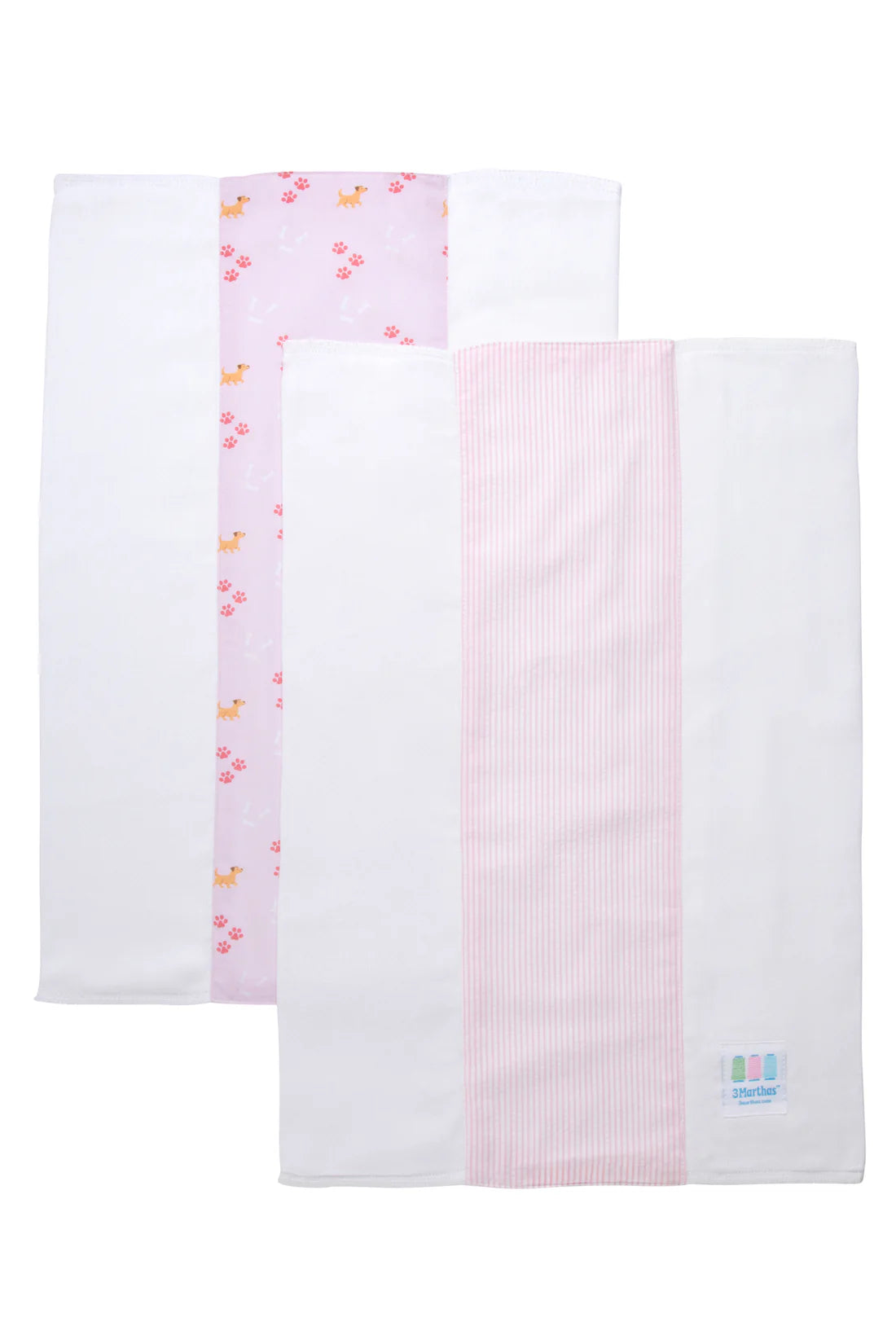 Puppy Set of 2 Burp Cloths- Pink