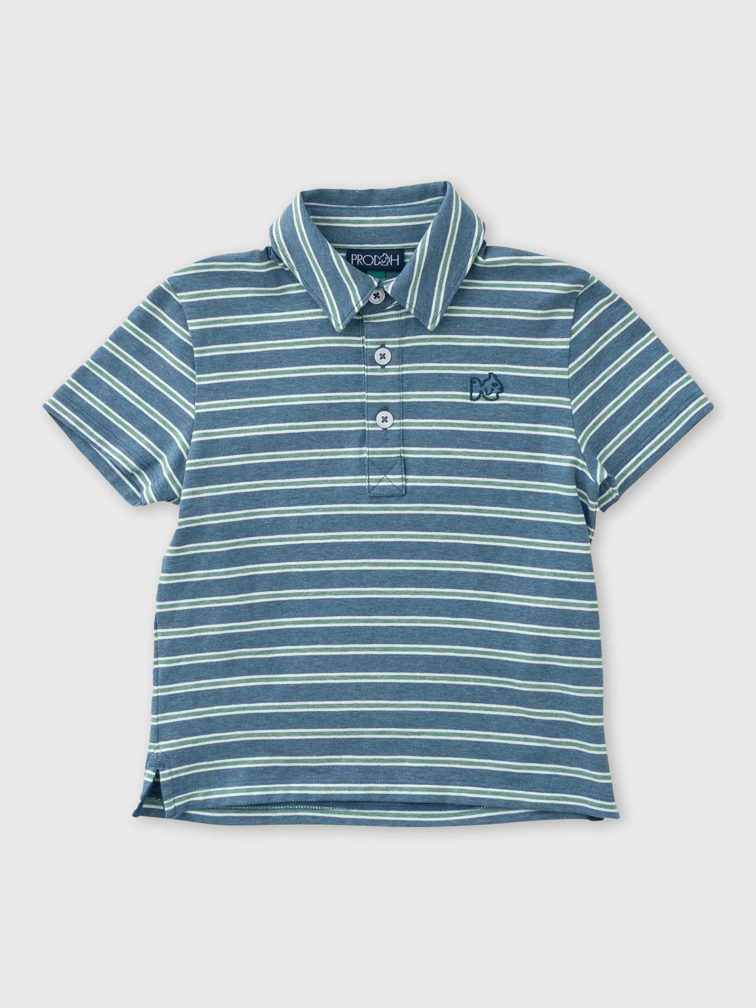 Boys Short Sleeve Too Cool For School Polo- Copen Blue Frosty Spruce Stripe