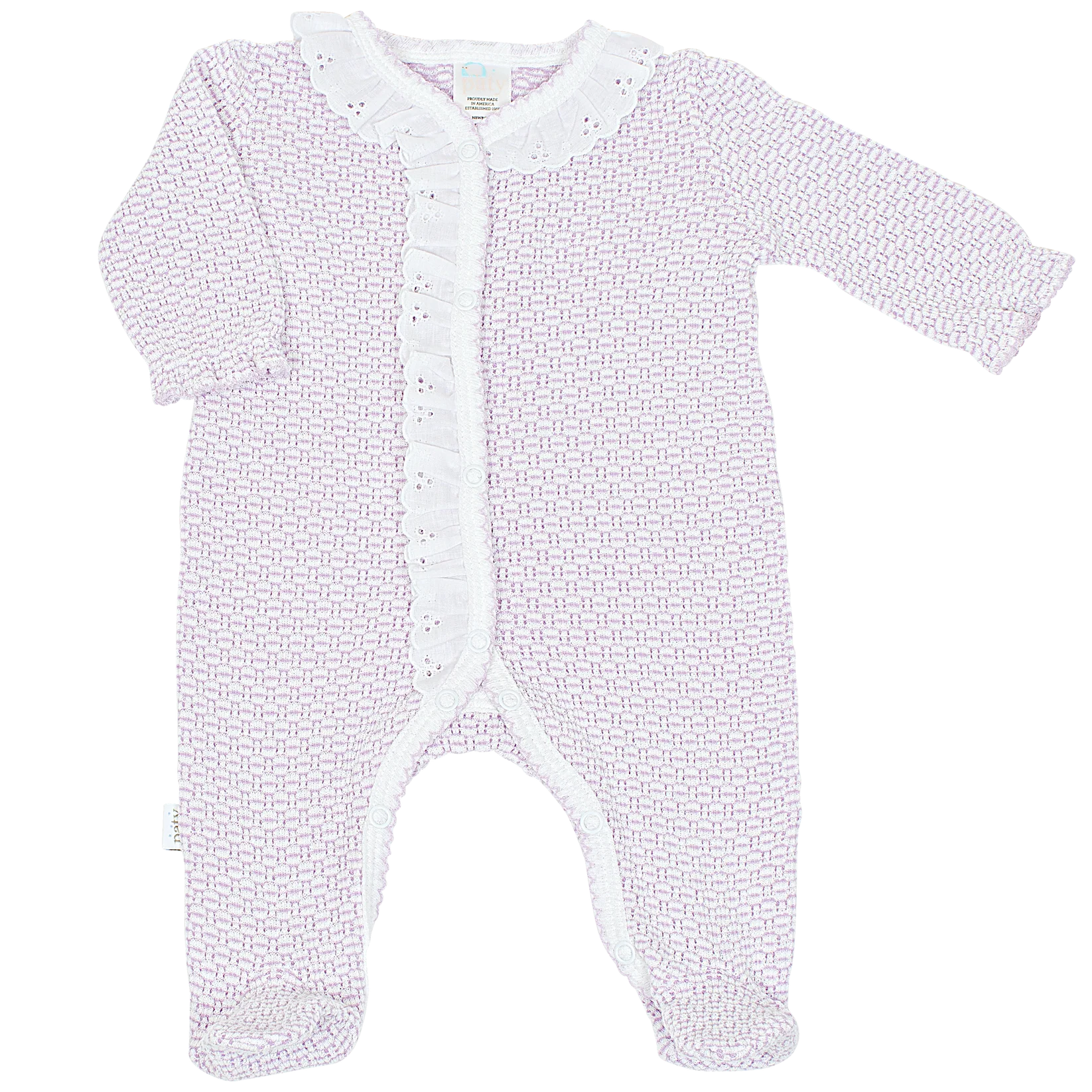 Lavender Footie- Eyelet Ruffle