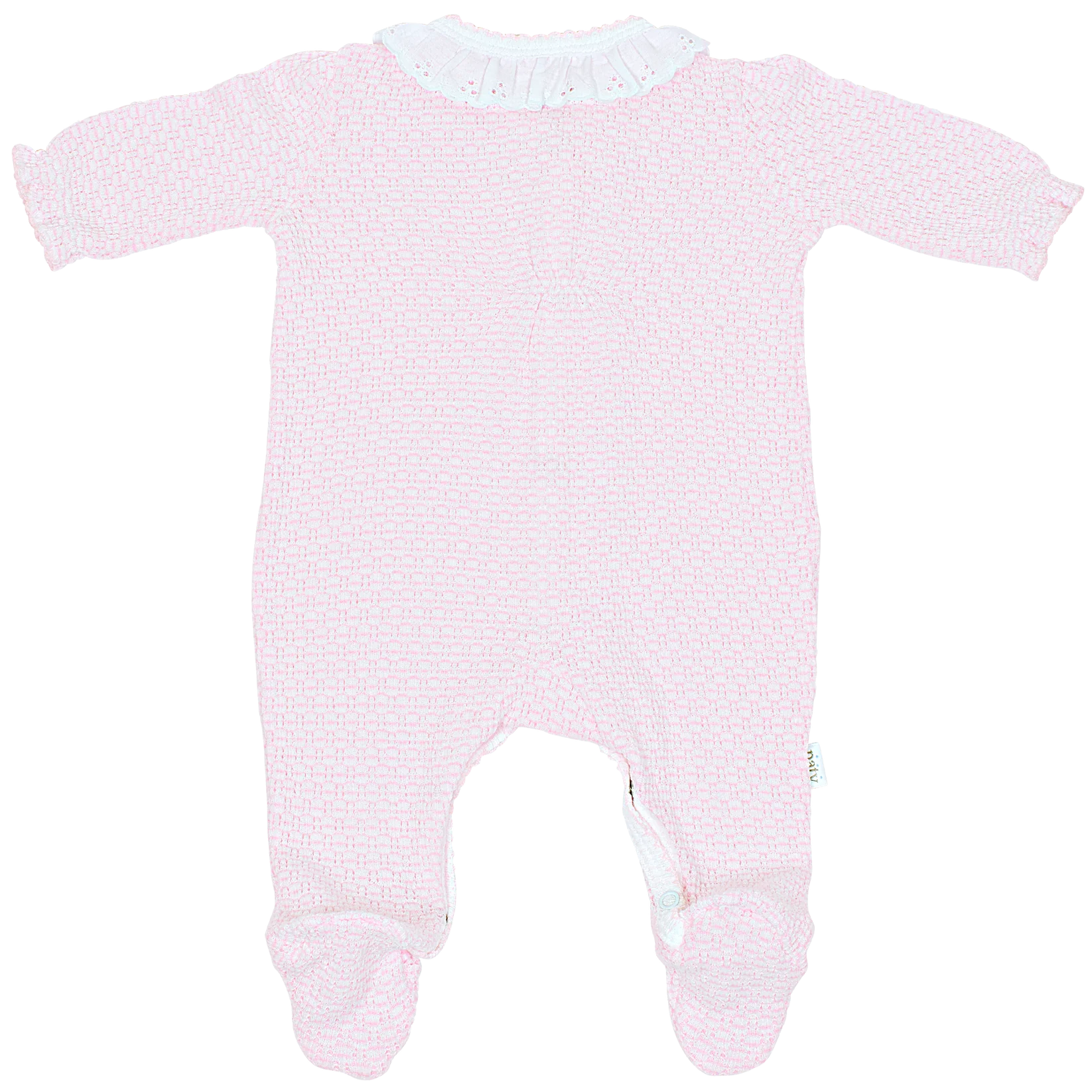 Pink Footie- Eyelet Ruffle