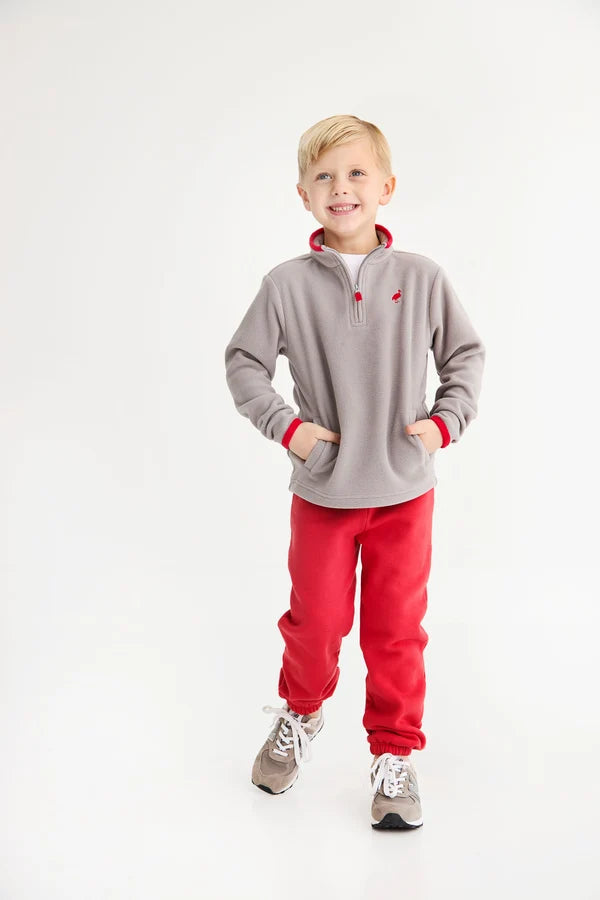 Hayword Half-Zip- Grantley Gray Richmond Red