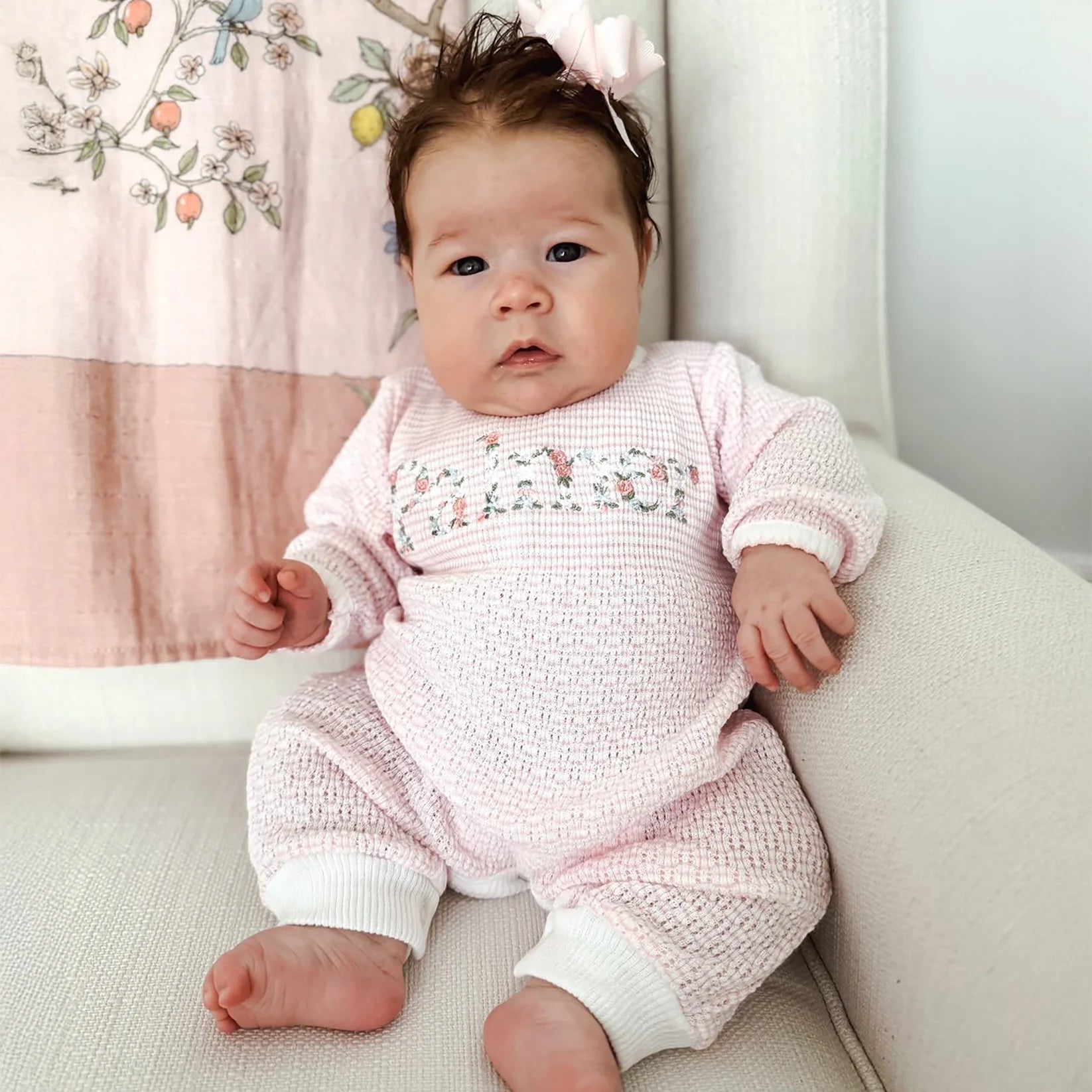 Pink Long Sleeve Solid Romper