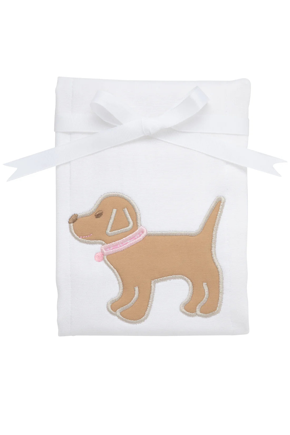 Puppy Applique Burp Cloth- Pink