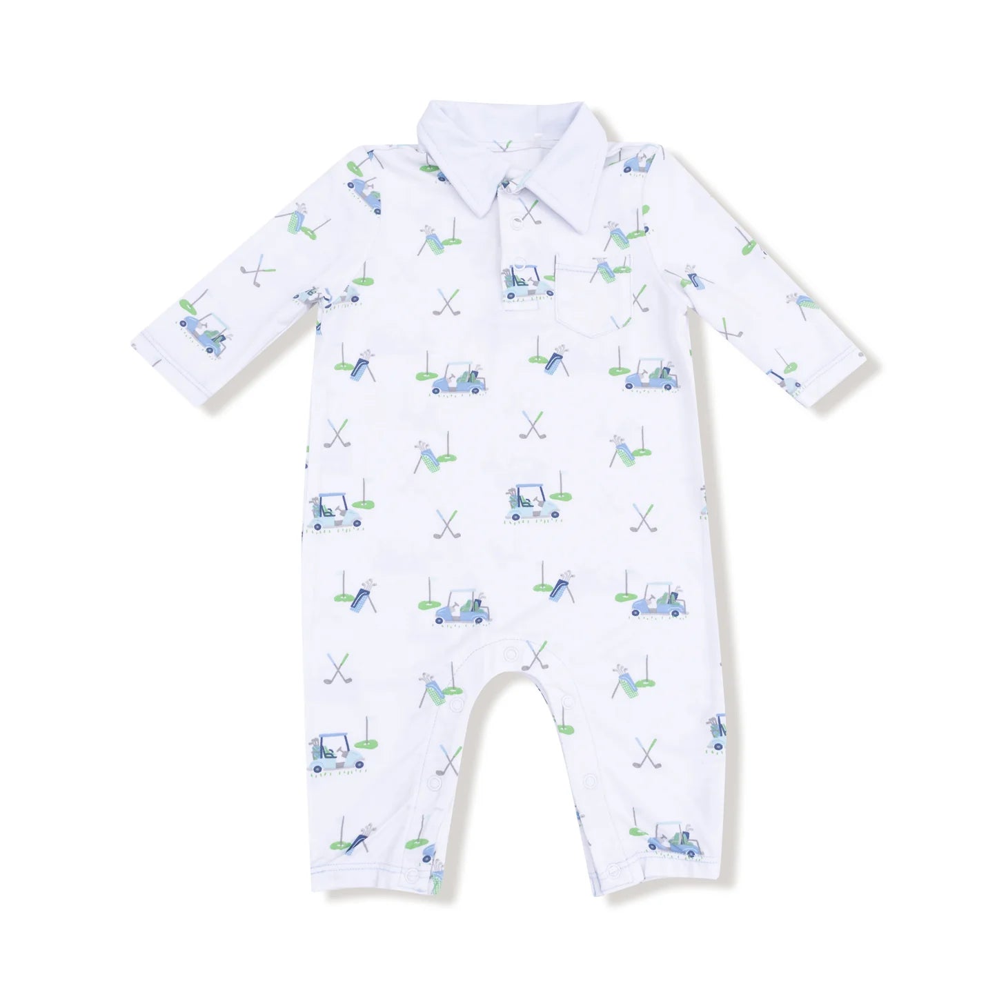 Baby Blue Golf Carts Polo Romper