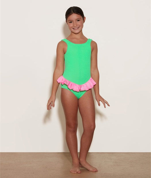 Kids Denise Swim (Ages 7 to 12)- Lime/Bubblegum