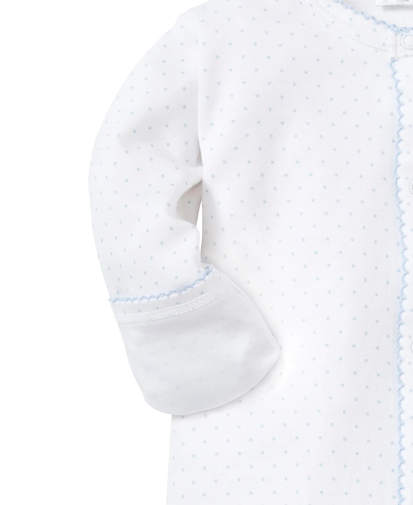 Kissy Dots Print Footie - White/Lt Blue
