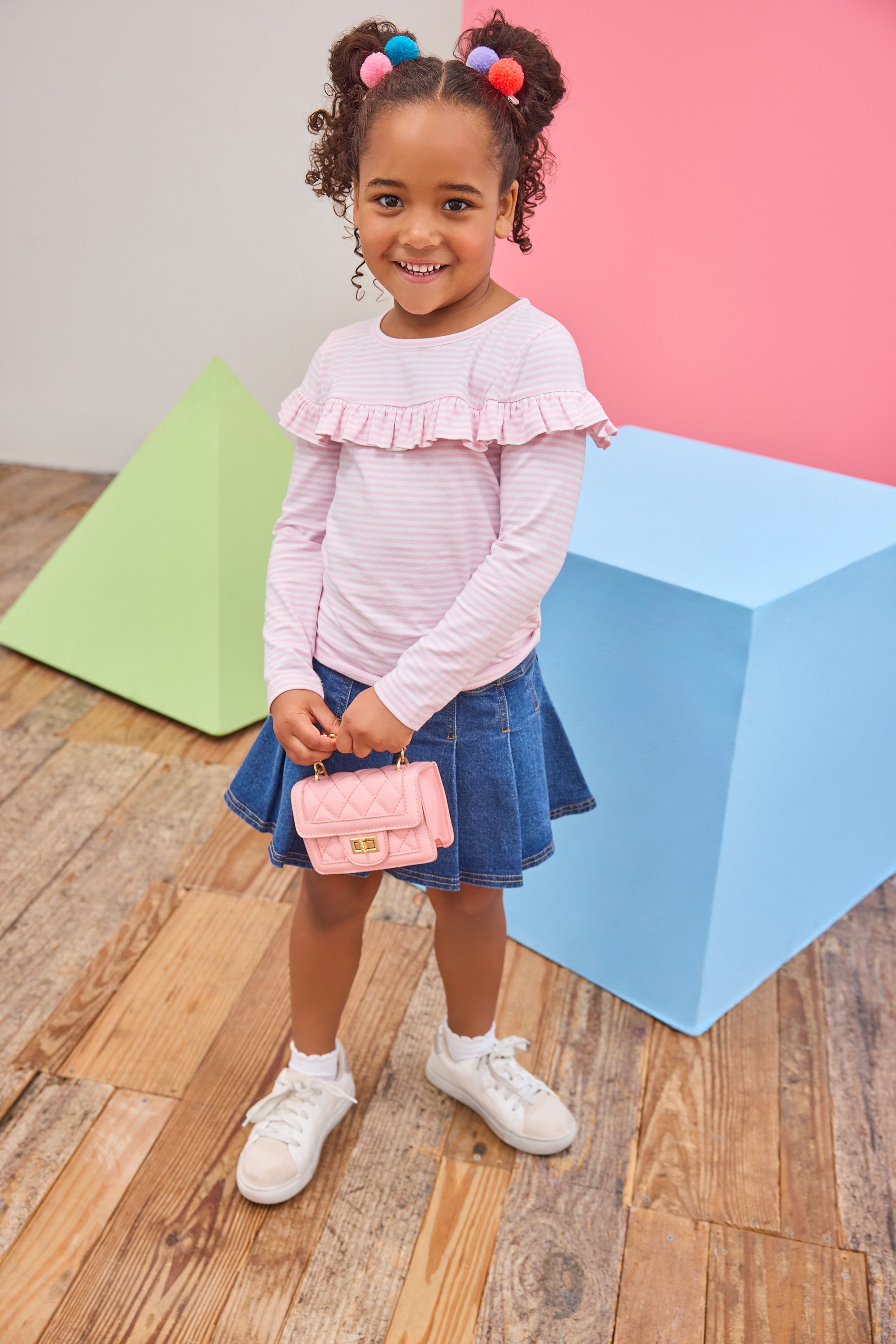 Pleated Mini Skort - Denim