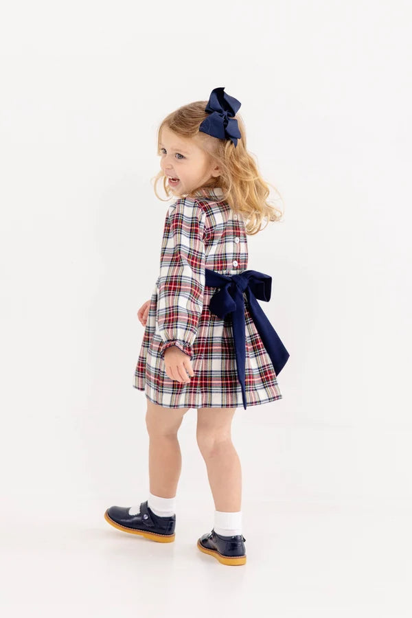 Long Sleeve Cindy Lou Sash Dress- Paris Pike Plaid
