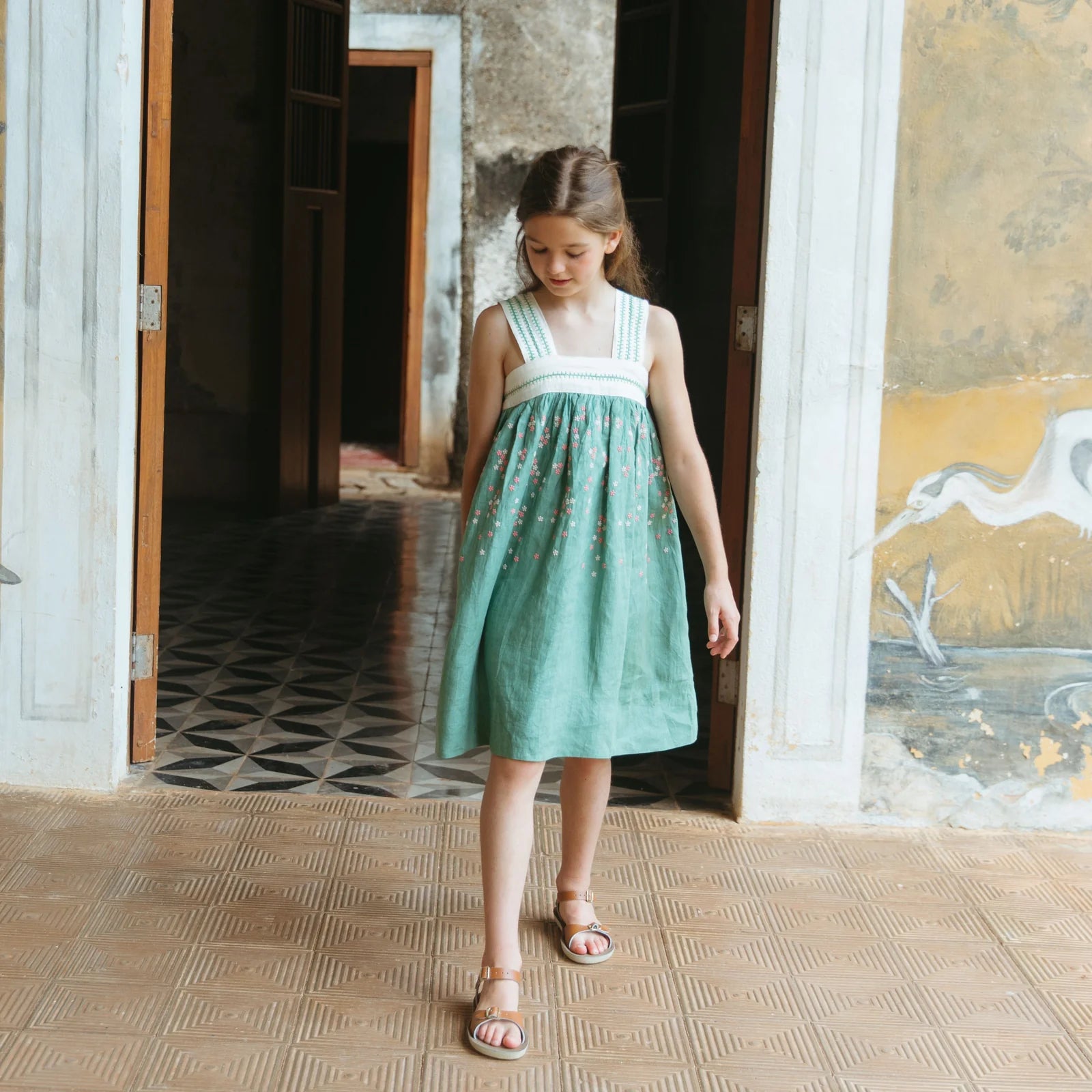 Sienna Dress- Linen Peridot Green