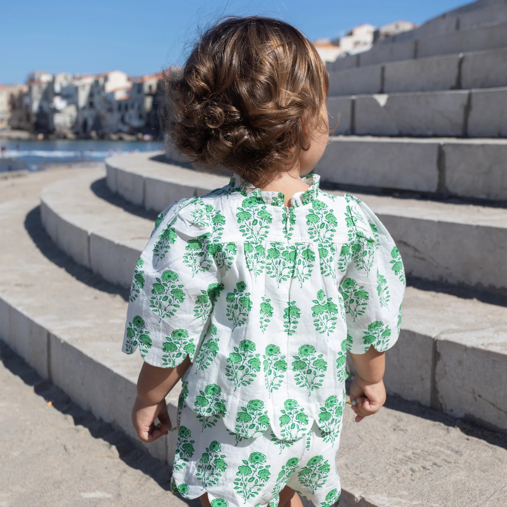 baby girls misha scallop 2 piece set- green strawflower