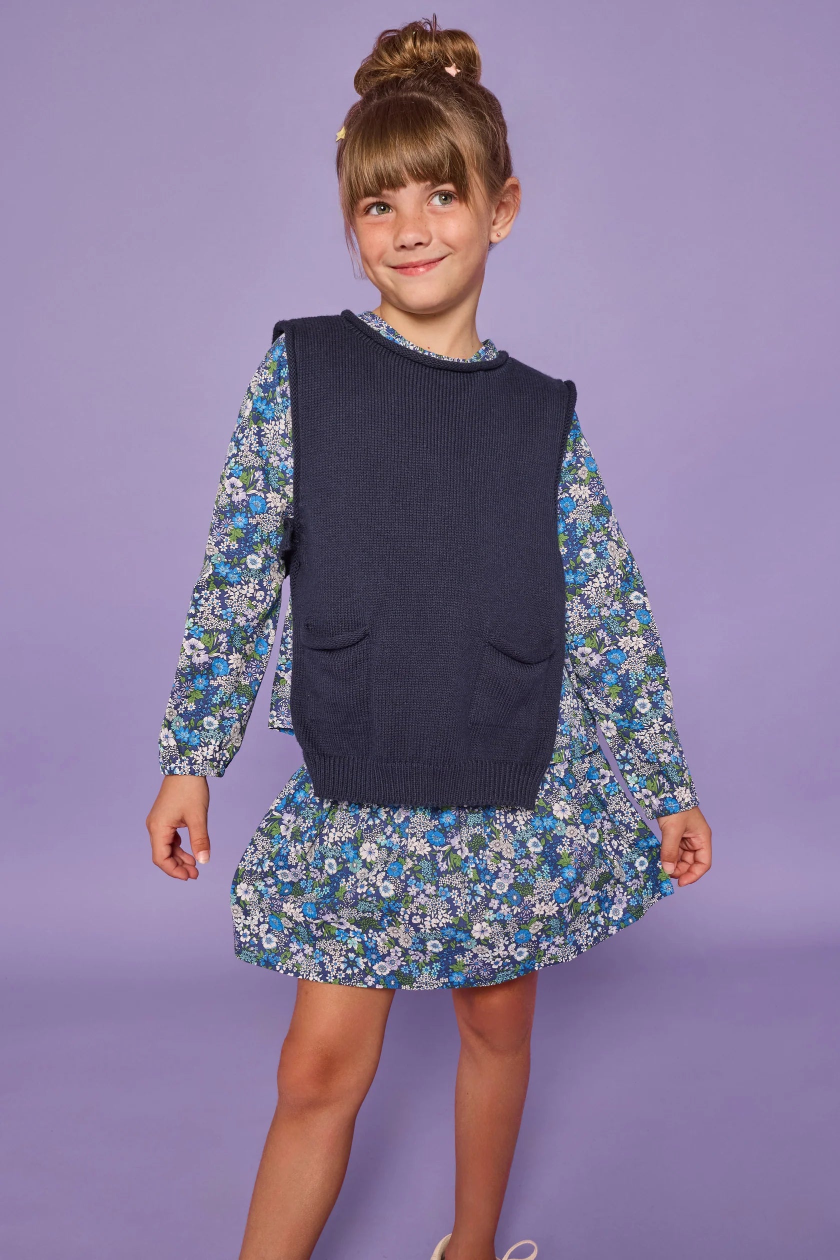 Anita Top - Brookline Blossoms Blue