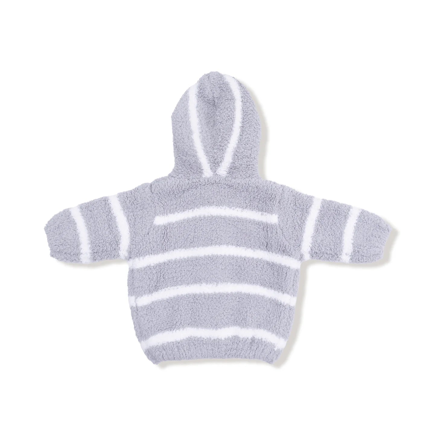 Grey & Ivory Stripe Hooded Chenille Jacket