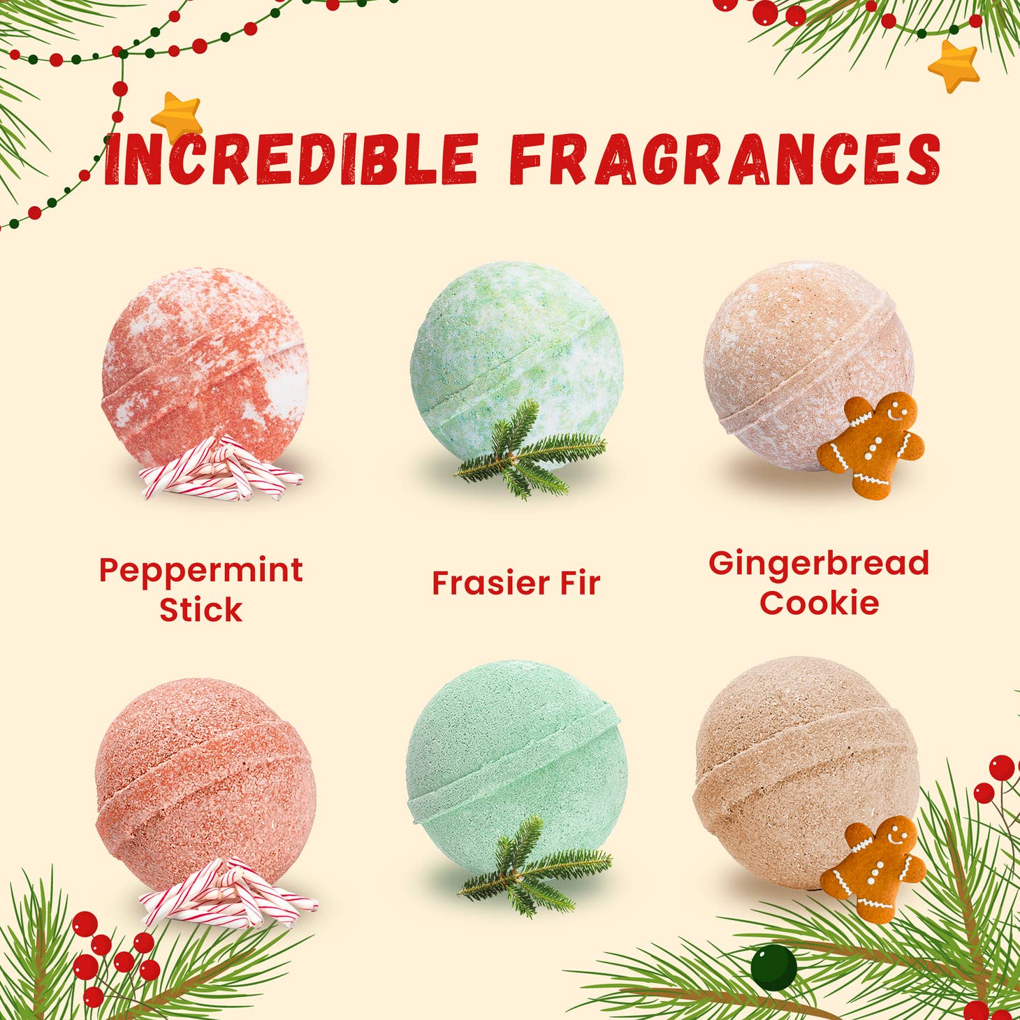 6 Christmas Bath Bombs