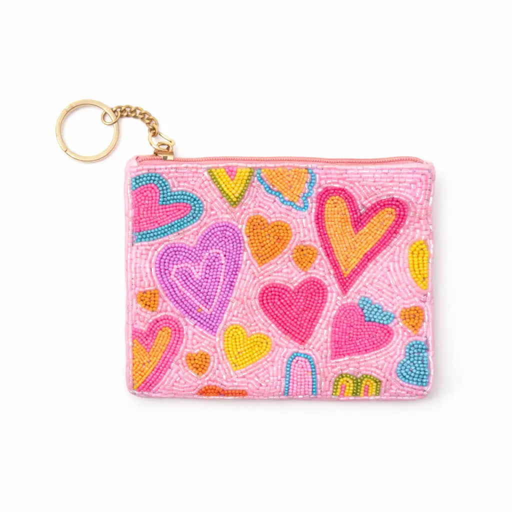 Beaded Zip Pouch Wallet