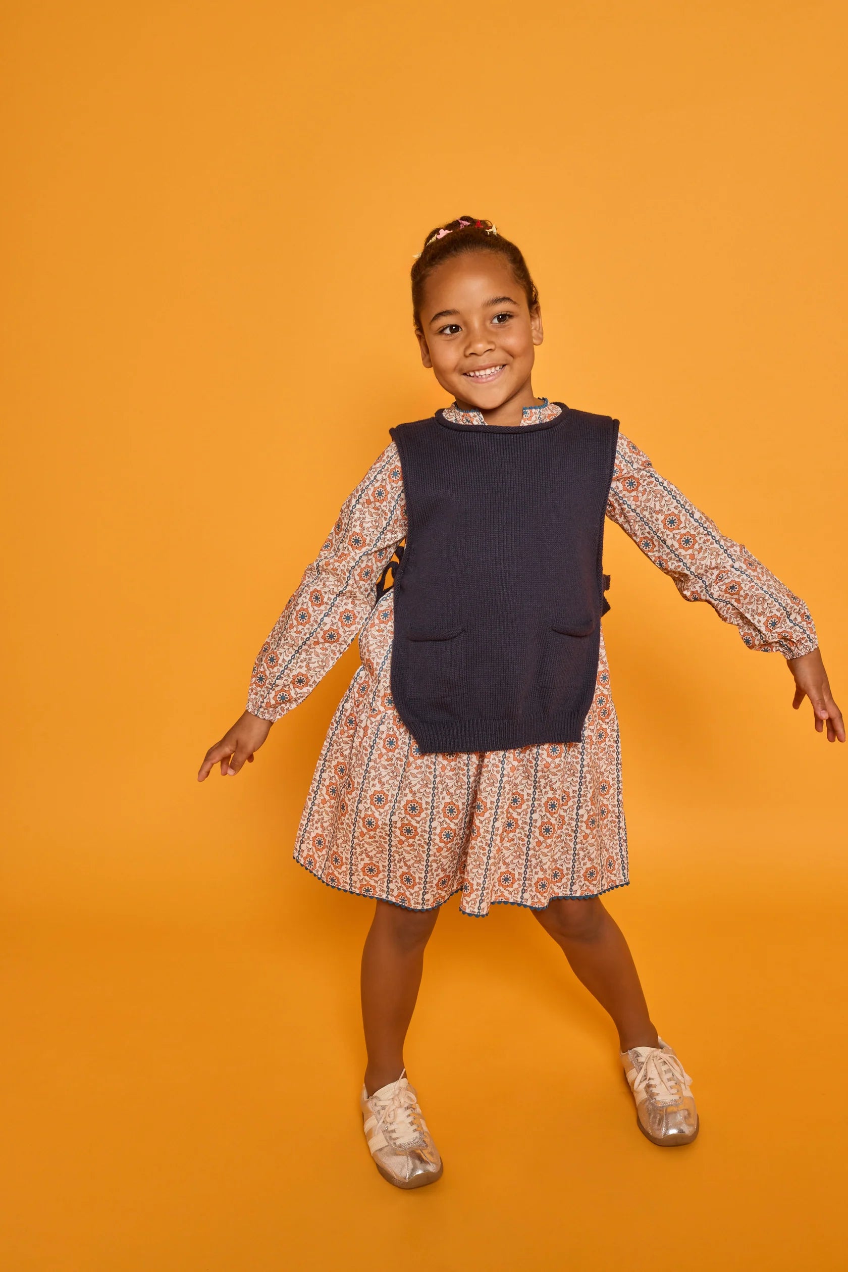 Long Sleeved Positano Dress - Verbier Vines Orange