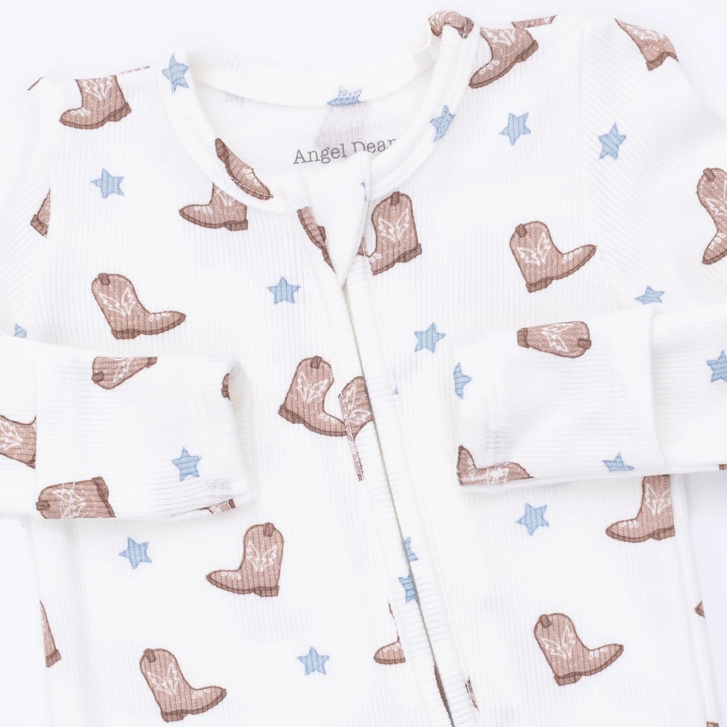 2 Way Zipper Footie- Mini Cowboy Boots