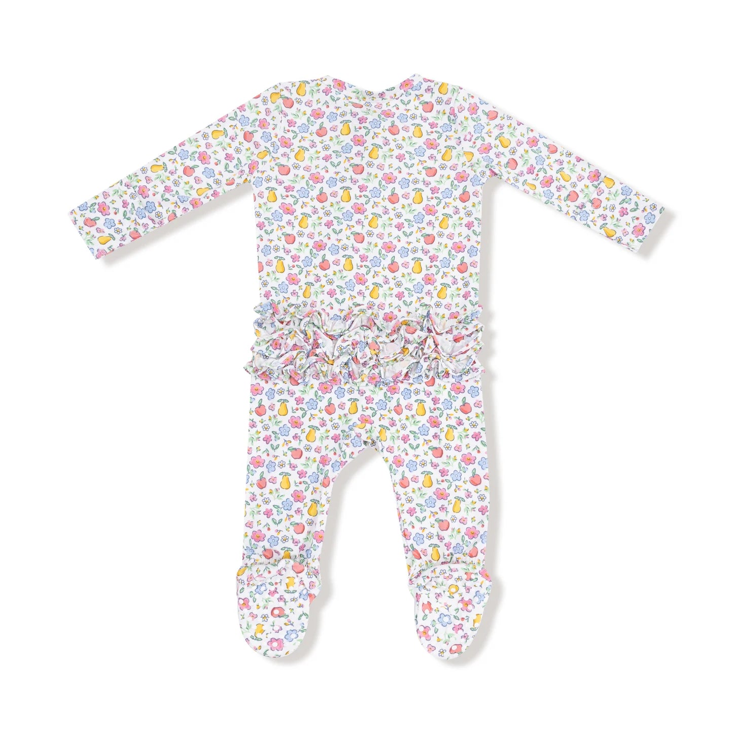 2 Way Zipper Ruffle Back Footie- Fall Fruit Floral