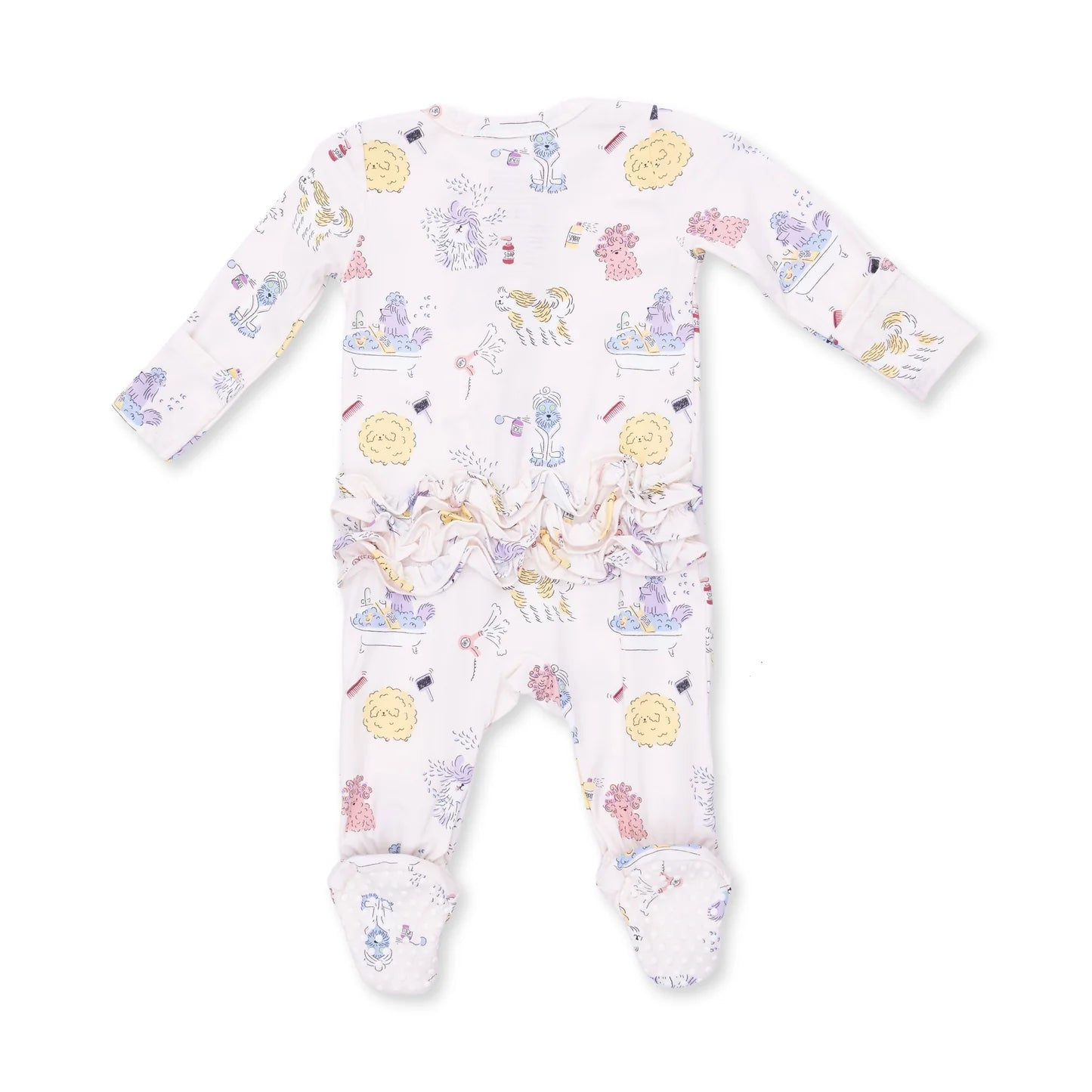 2 Way Ruffle Back Zipper Footie- Spa Dogs