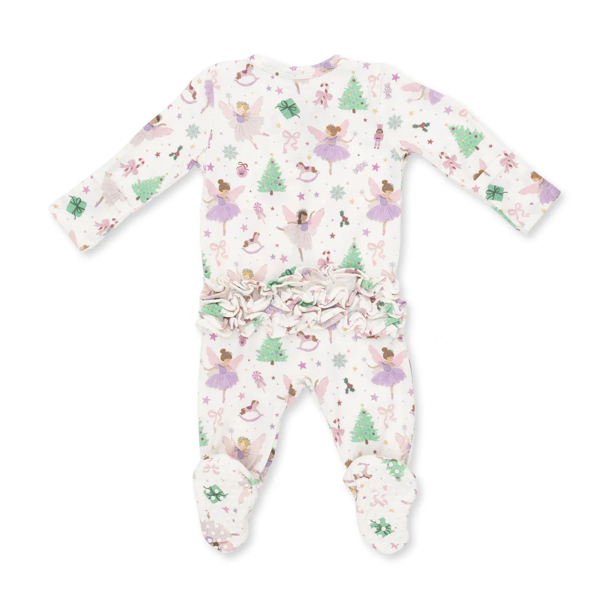 Sugar Plum Fairies Ruffle Back Zipper Footie