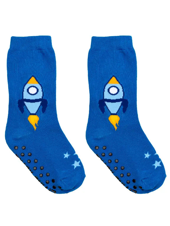 Crew Socks Kids - Rocket Ship in Space