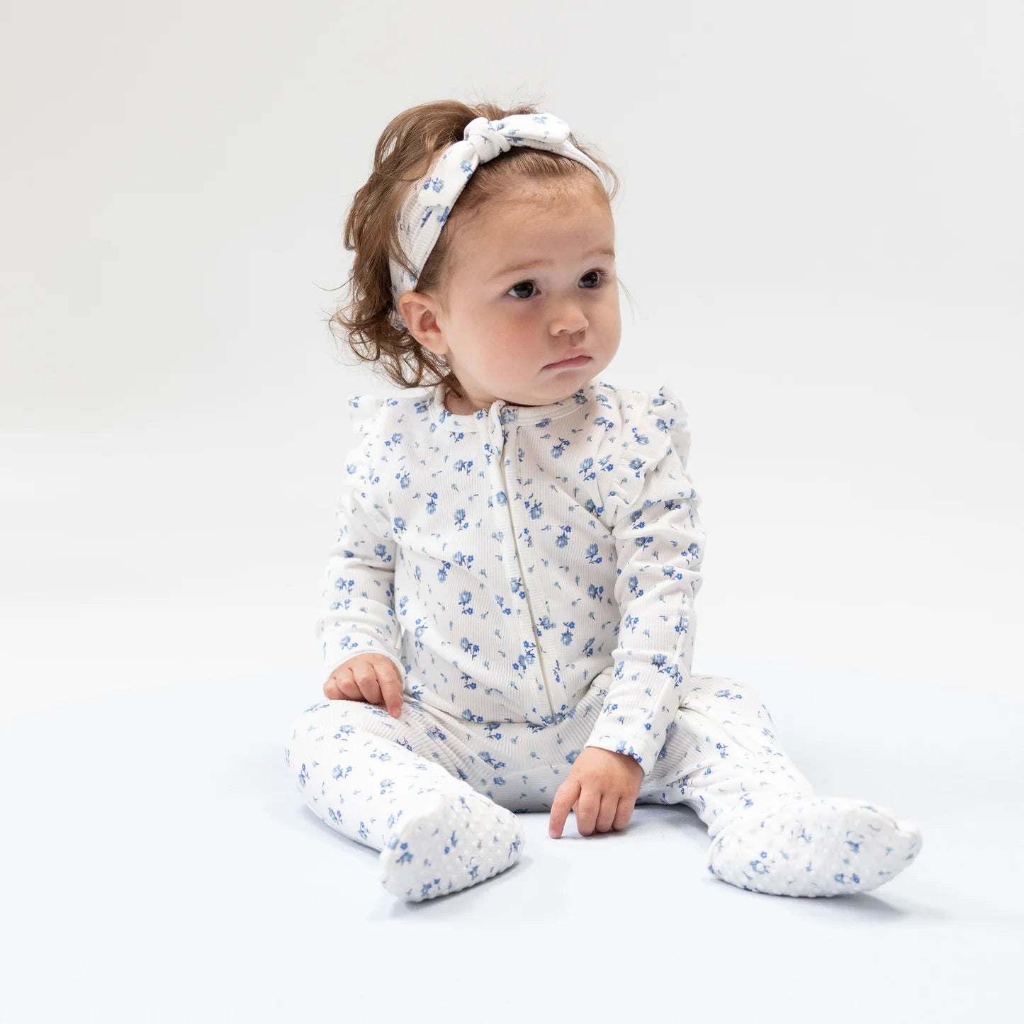 2 Way Ruffle Sleeve Zipper Footie- Joli Rosette