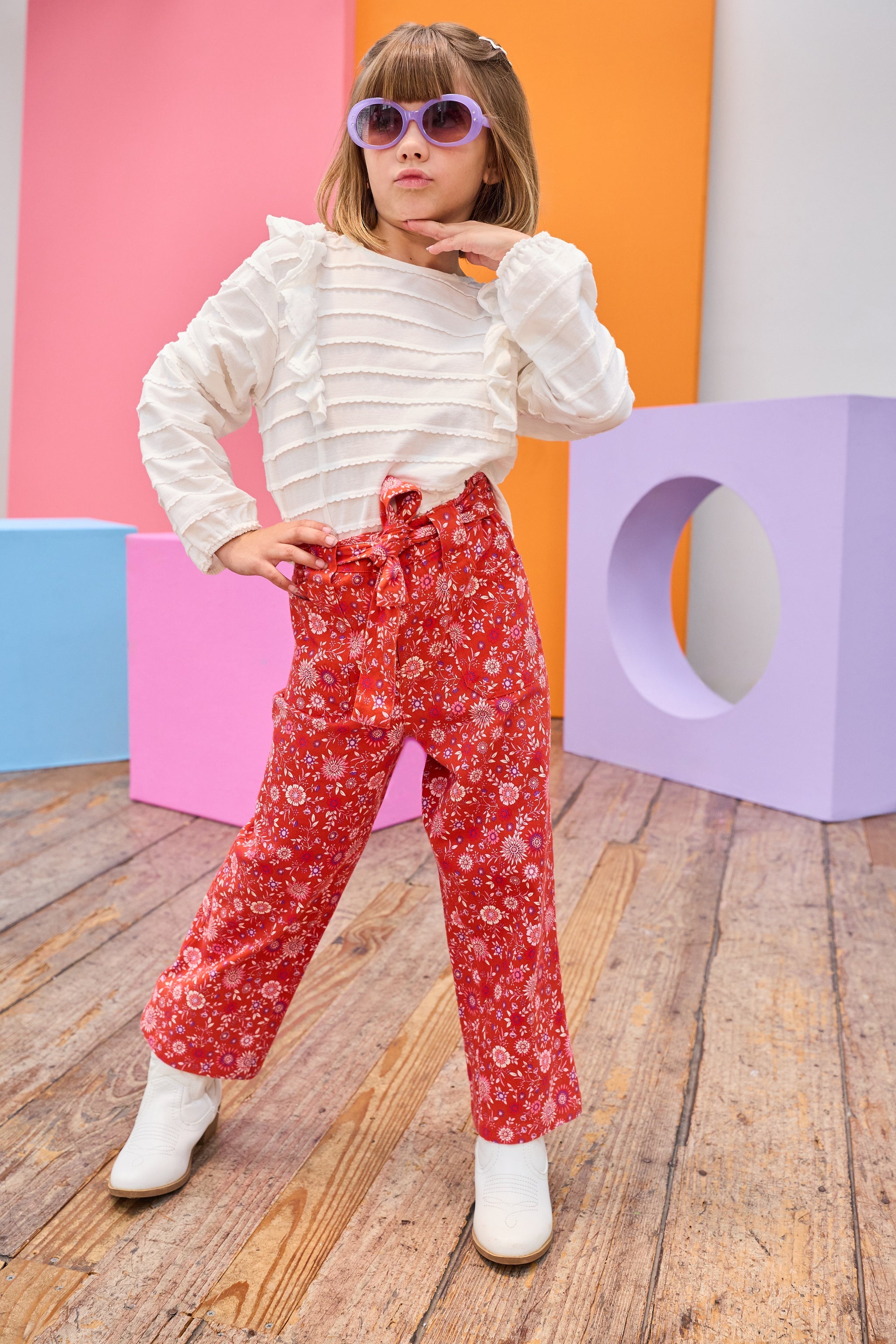 Ruffle Blouse - White Scallop