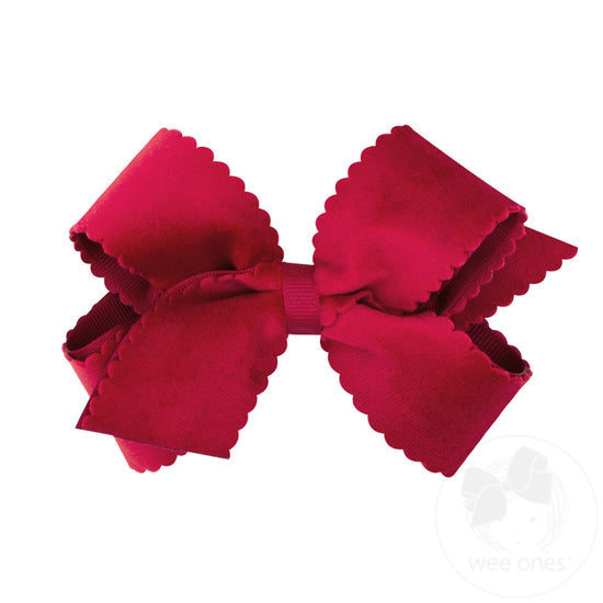 Medium Scalloped Edge Faux Velvet Overlay Bow