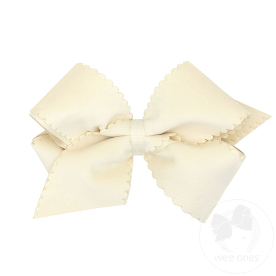 Small King Scalloped Edge Faux Velvet Overlay Bow