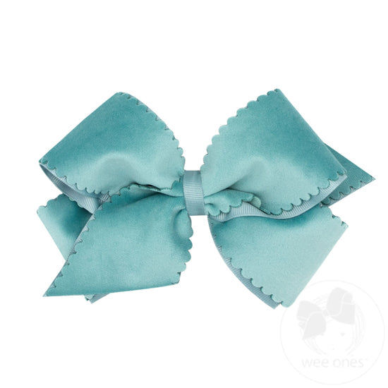 Small King Scalloped Edge Faux Velvet Overlay Bow