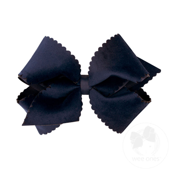 Small King Scalloped Edge Faux Velvet Overlay Bow